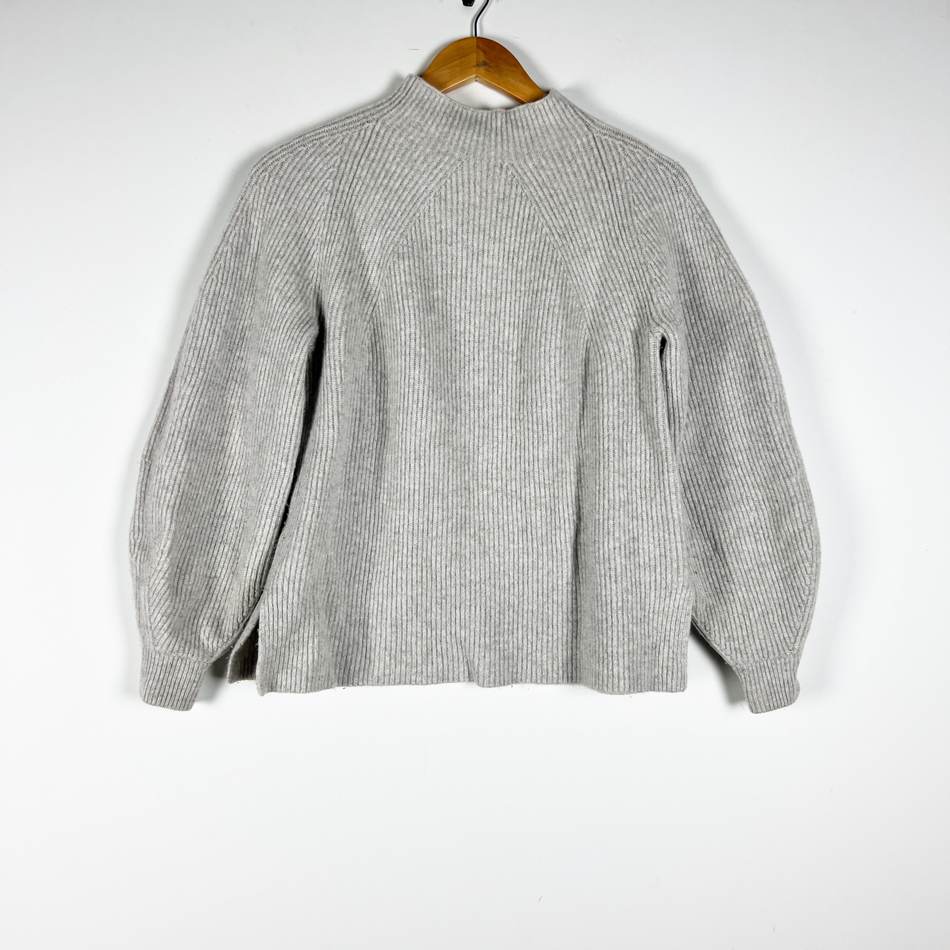 Everlane Women's Cashmere Blend Mock Neck Pullover Ribbed Knit Sweater Gray S