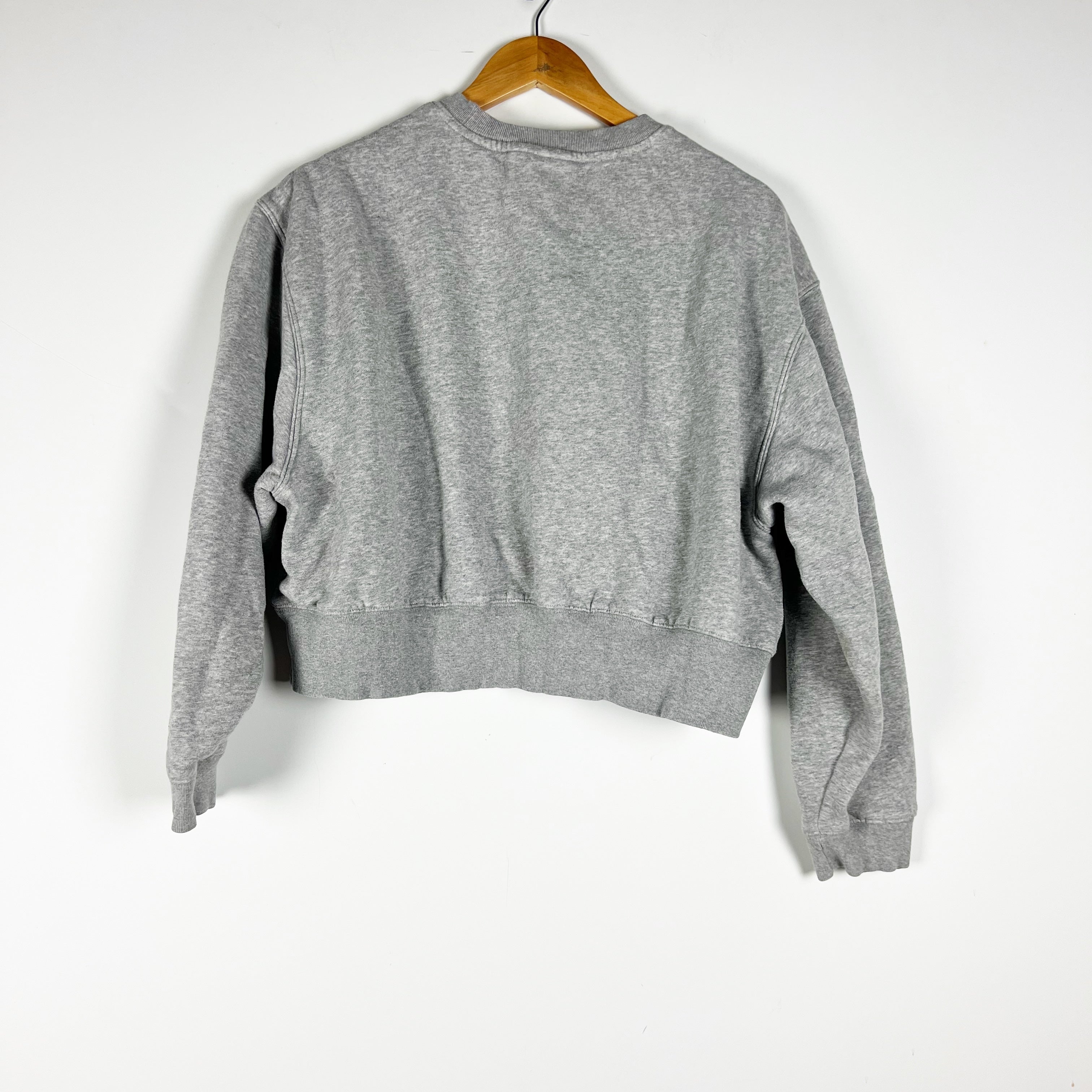 Adidas Women's Cotton Fleece Lined Crew Neck Pullover Cropped Sweatshirt Gray S