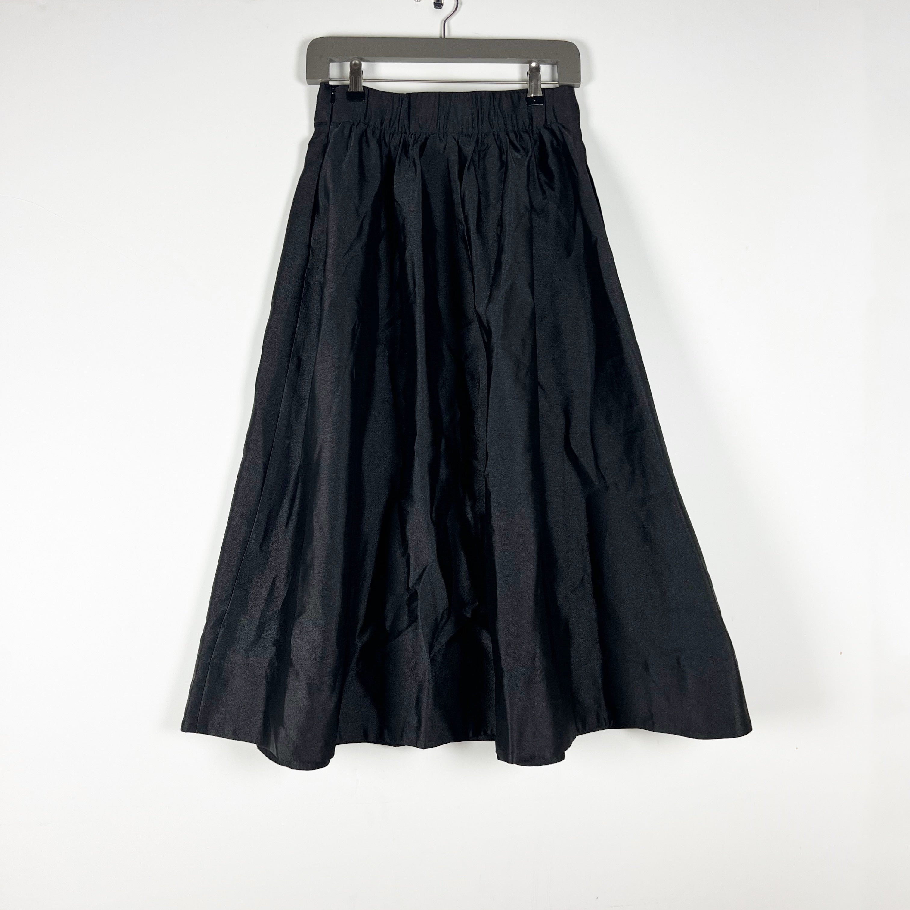 Tuckernuck Black Dupioni Kendall Full Body A Line Pull On Midi Skirt Small