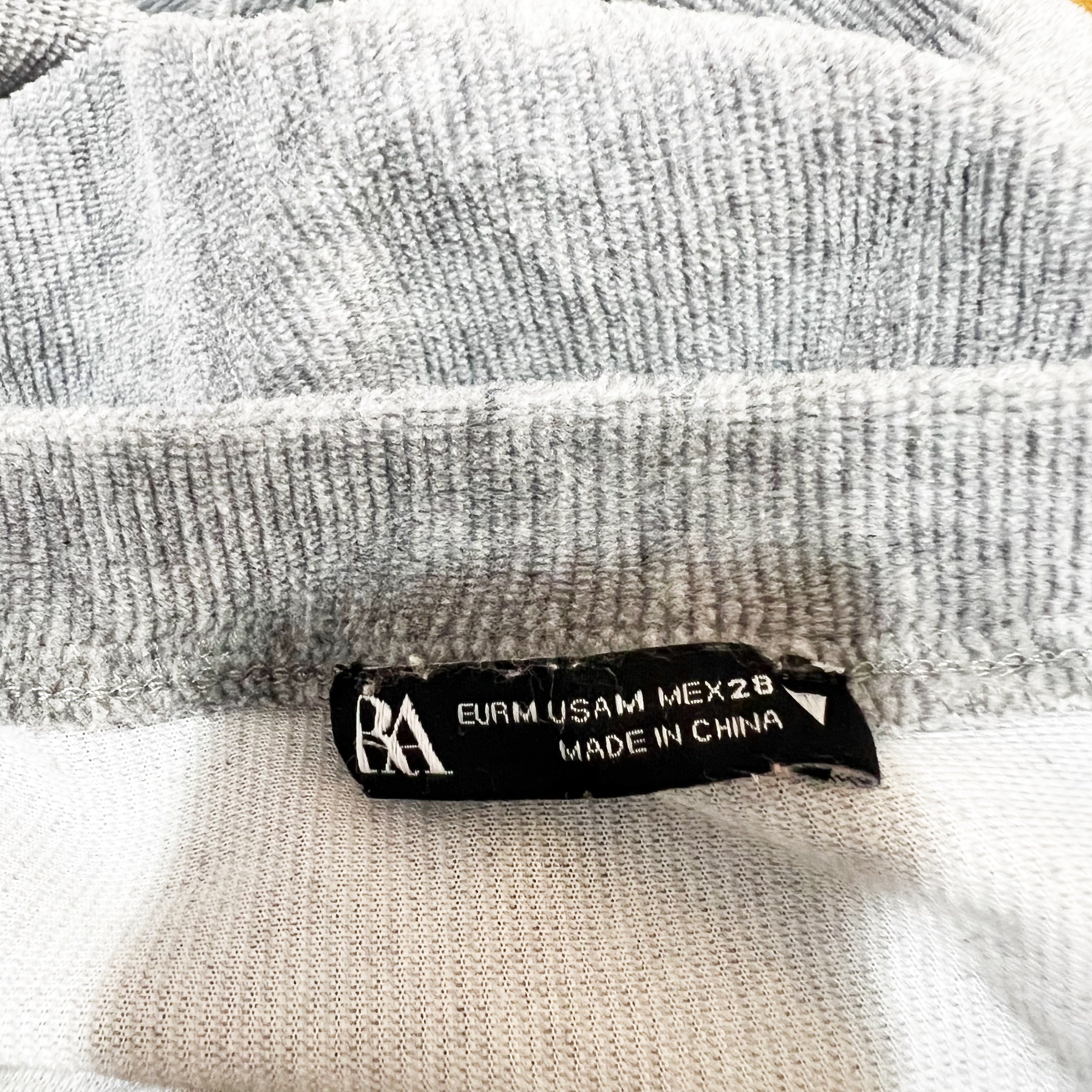 Zara Ribbed Velvet Velour Crew Neck Pullover Long Sleeve Sweater Gray Medium