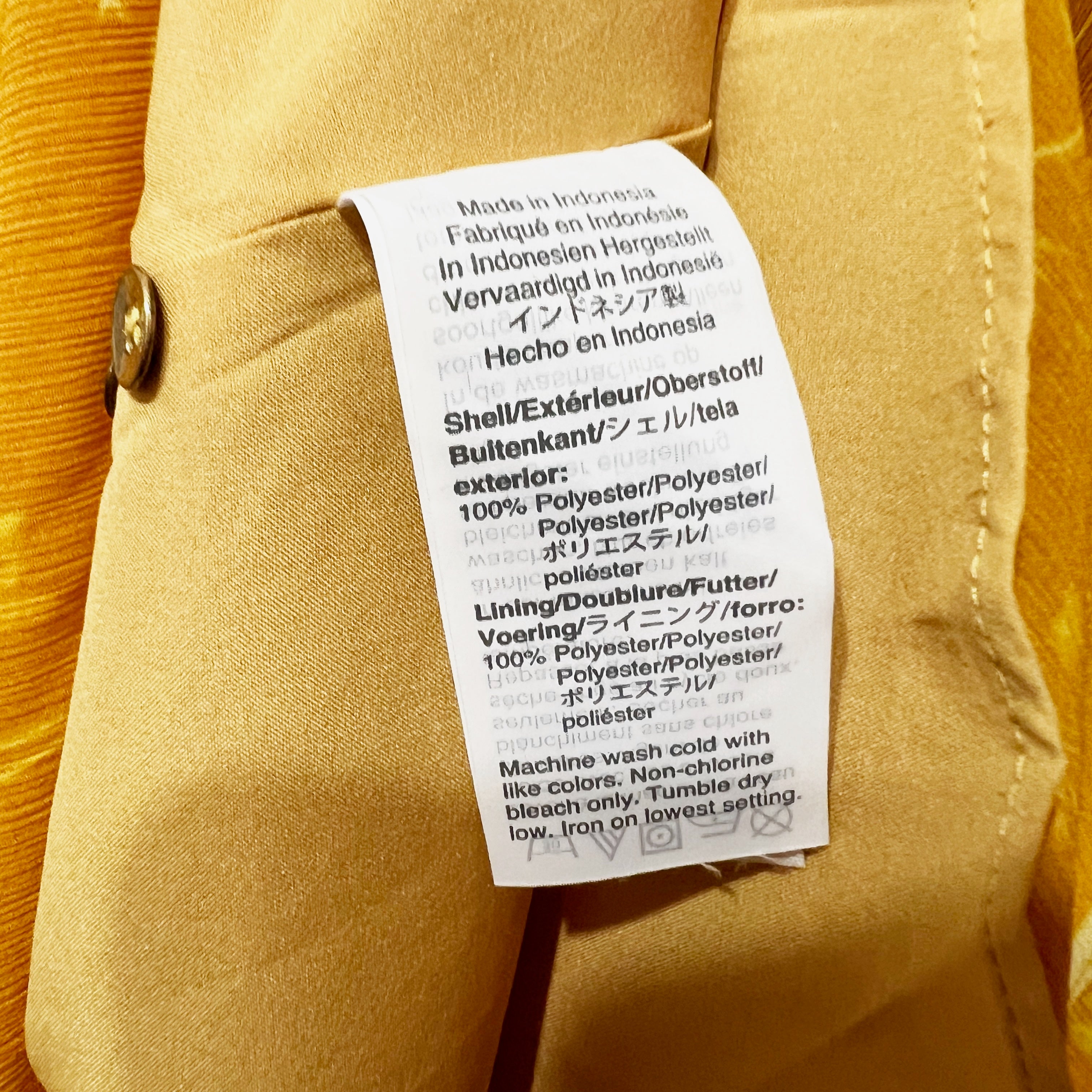 Madewell Ruffle-Sleeve Button-Front Dress in Tonal Botanical Rich Amber Chiffon