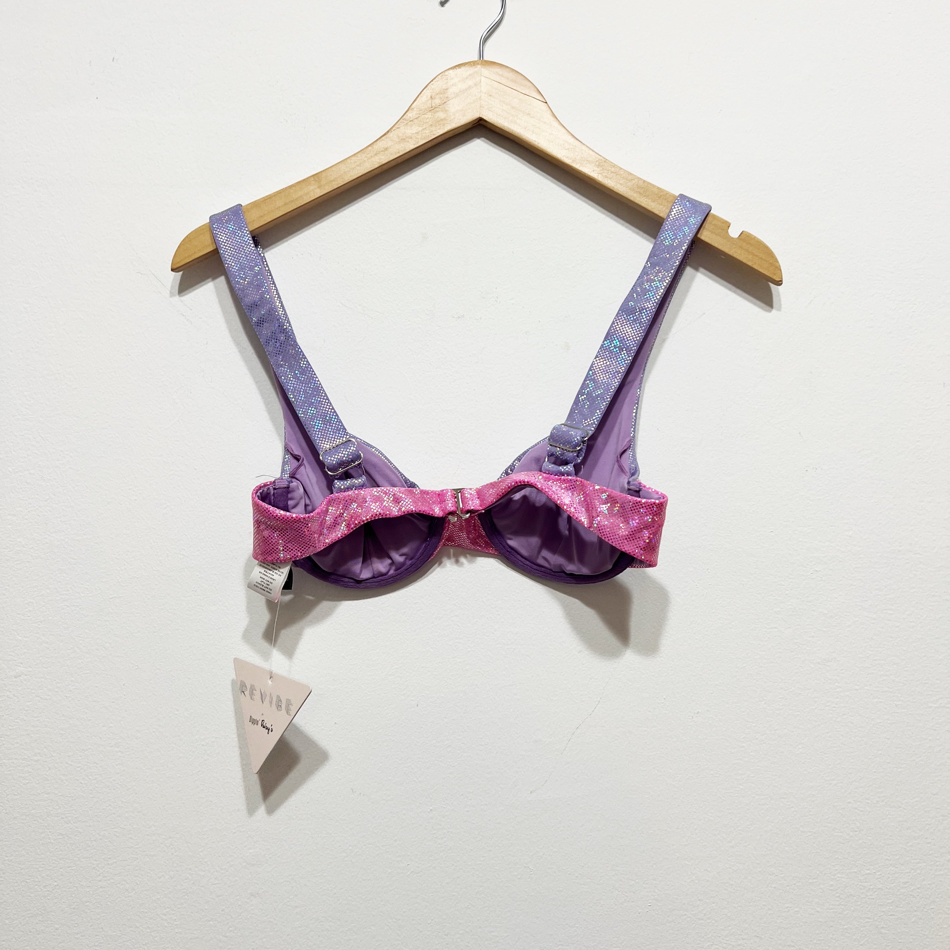 NEW Revibe Dippin Daisy's Legacy Swim Bathing Suit Bikini Top Holographic Purple