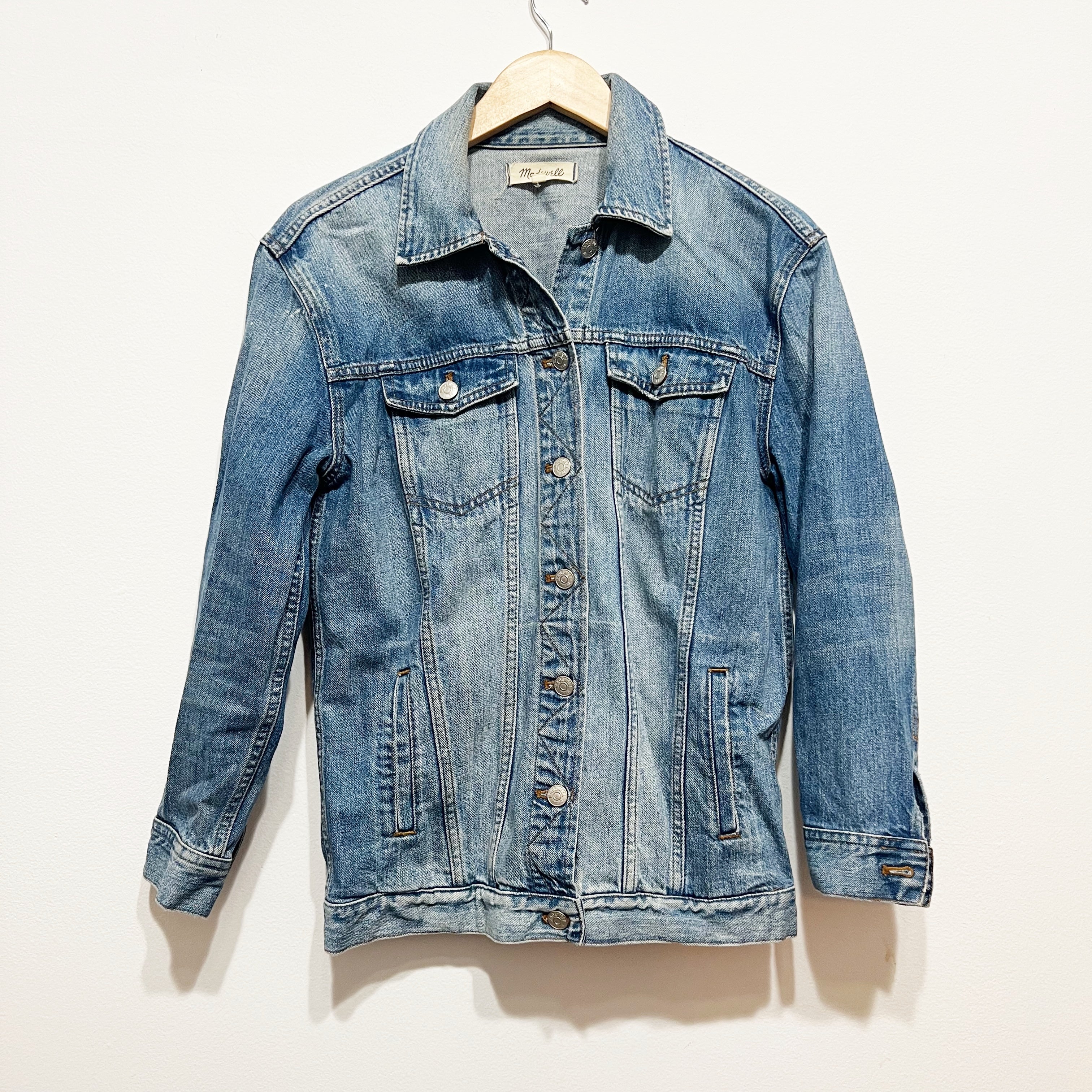 Madewell The Oversized Cotton Collared Denim Jean Jacket Capstone Wash Blue S
