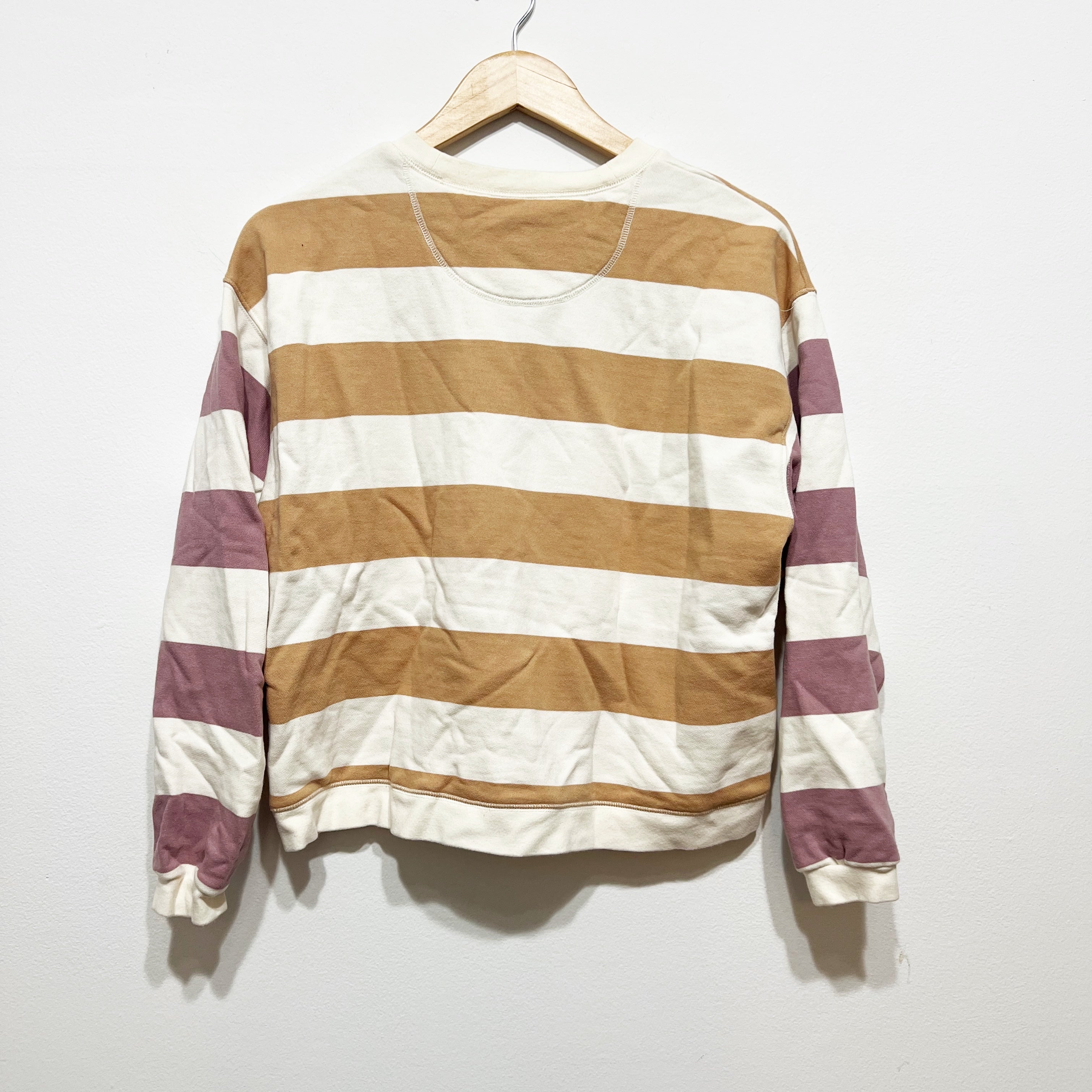 Madewell (Re)sourced Cotton Swing Crew Neck Sweatshirt In Stripe Earthen Sand S