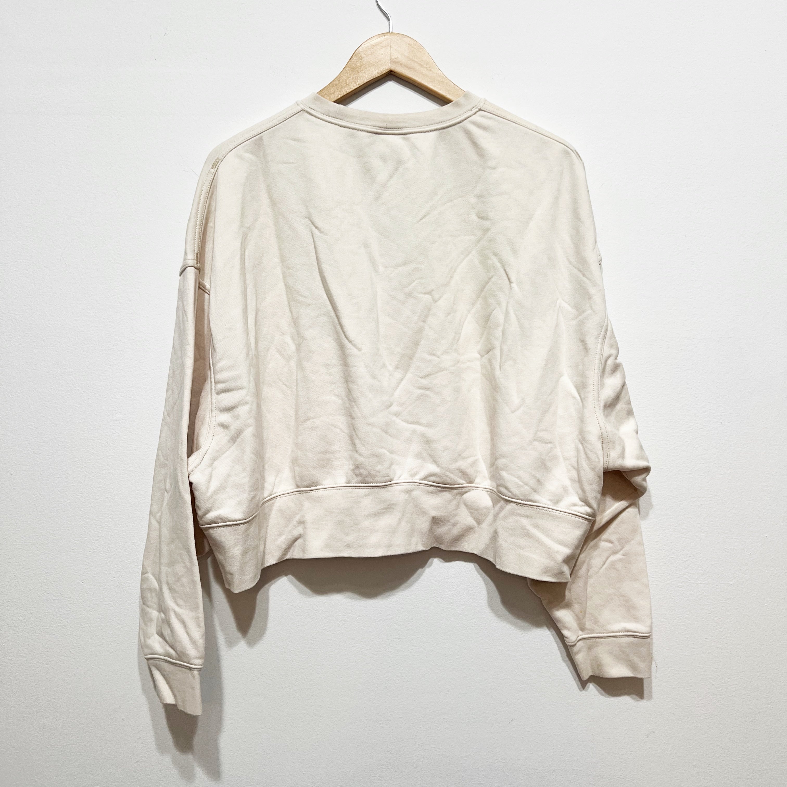 Nike Women's Cotton Terry Crew Neck Pullover Semi Cropped Logo Sweatshirt Small