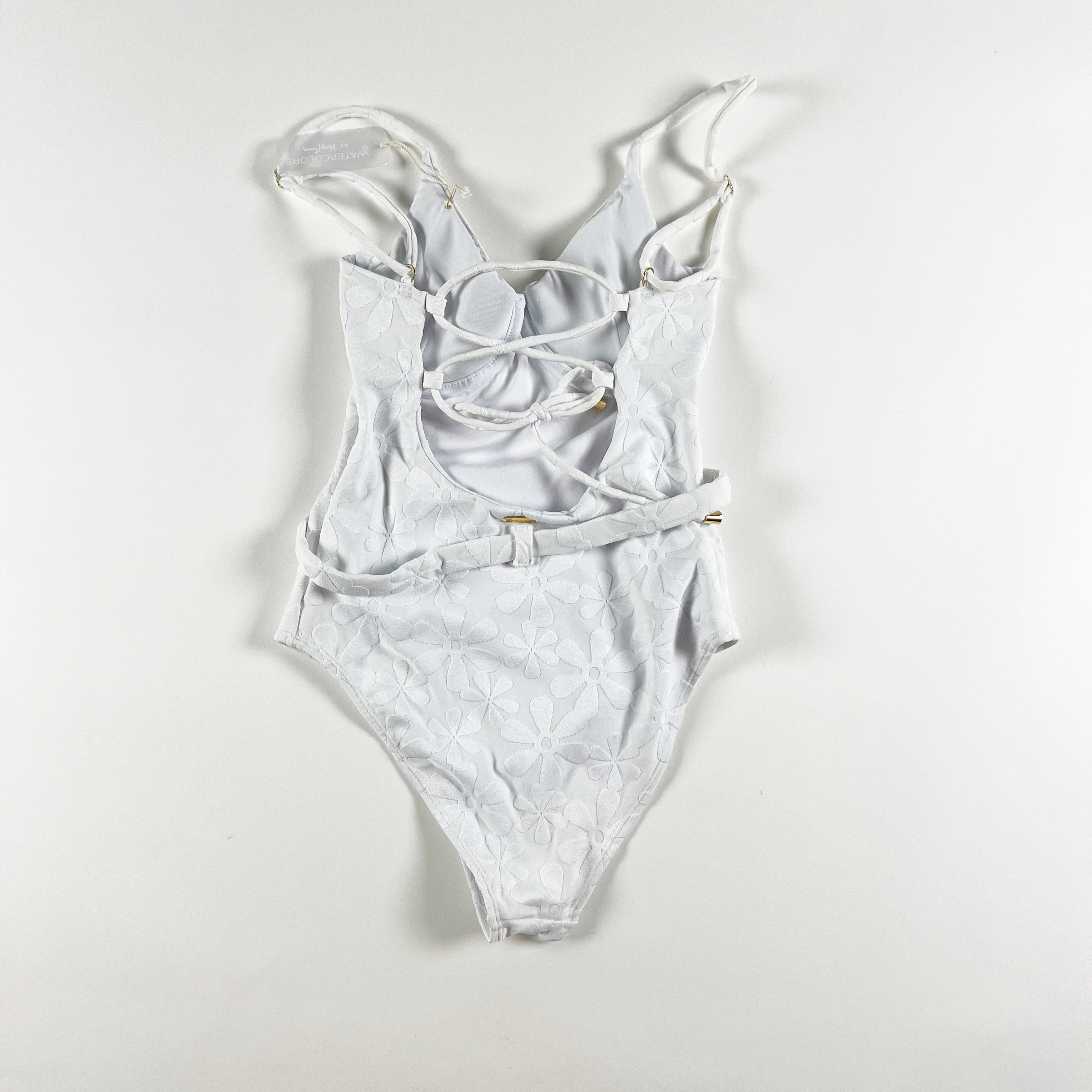 NEW Watercolors By Kenny Flowers Santorini Floral Jacquard Underwire One Swim