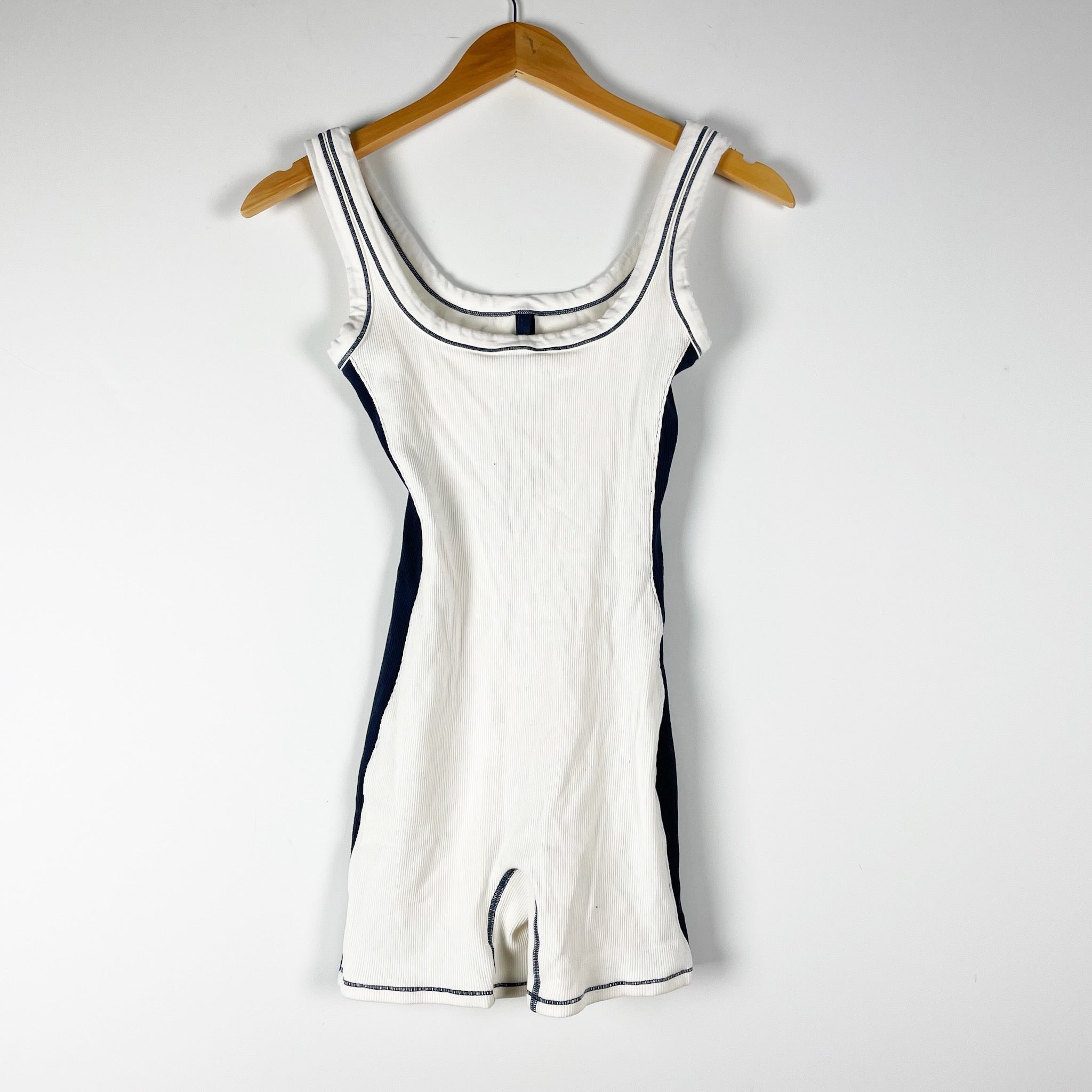 NEW Skims Stretch Cotton Rib Knit Scoop Neck Sleeveless Tank Mini Romper Small