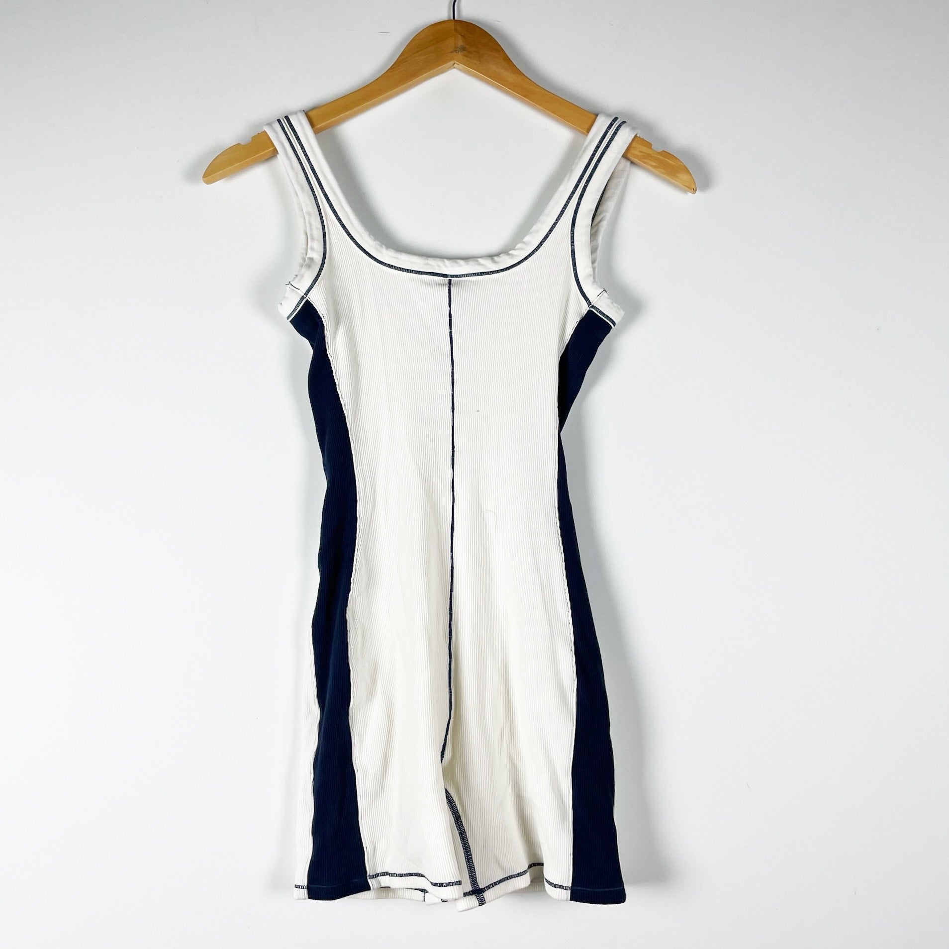 NEW Skims Stretch Cotton Rib Knit Scoop Neck Sleeveless Tank Mini Romper Small