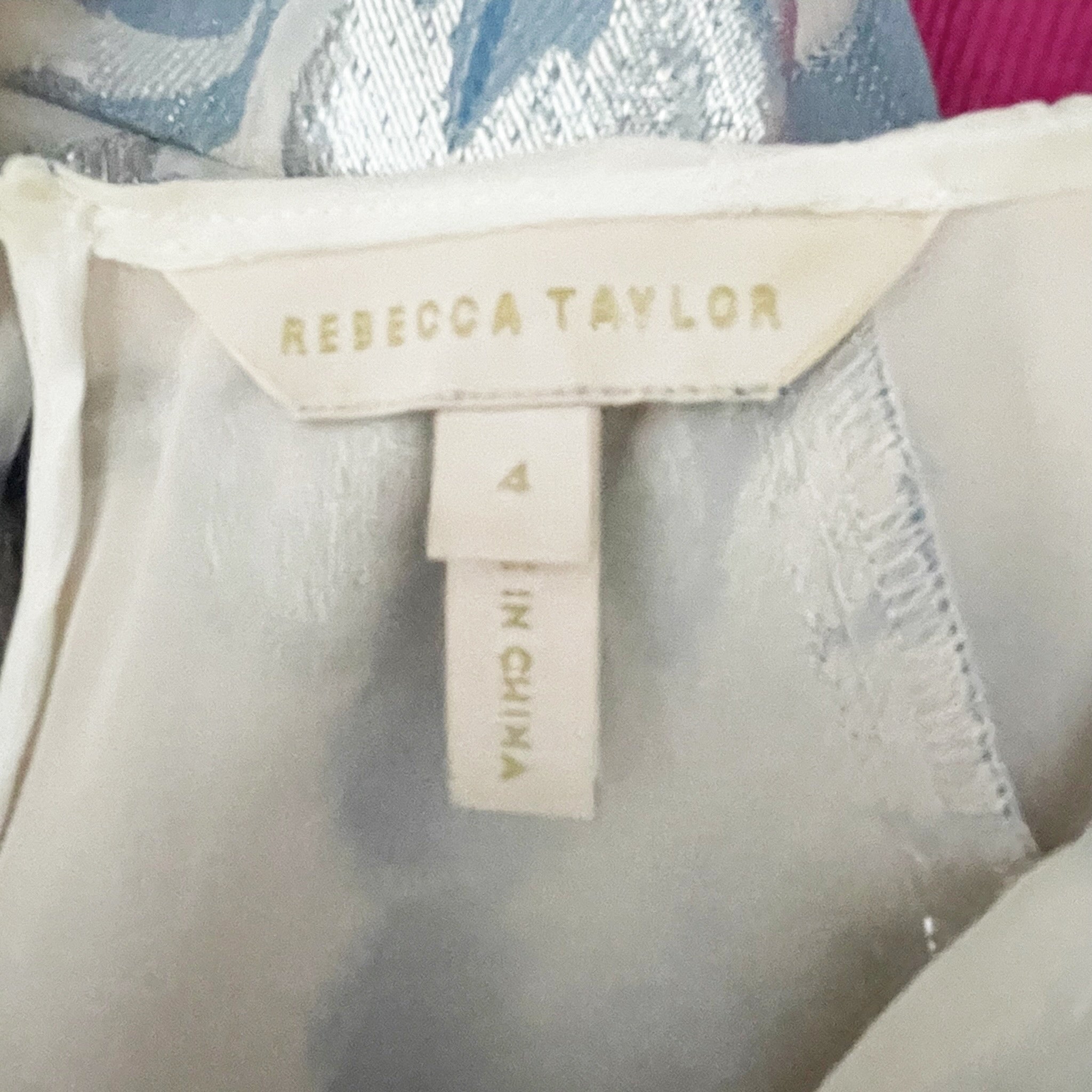 Rebecca Taylor Met Fleur Silk Chiffon Faux Wrap Ruffle Metallic Midi Dress 4