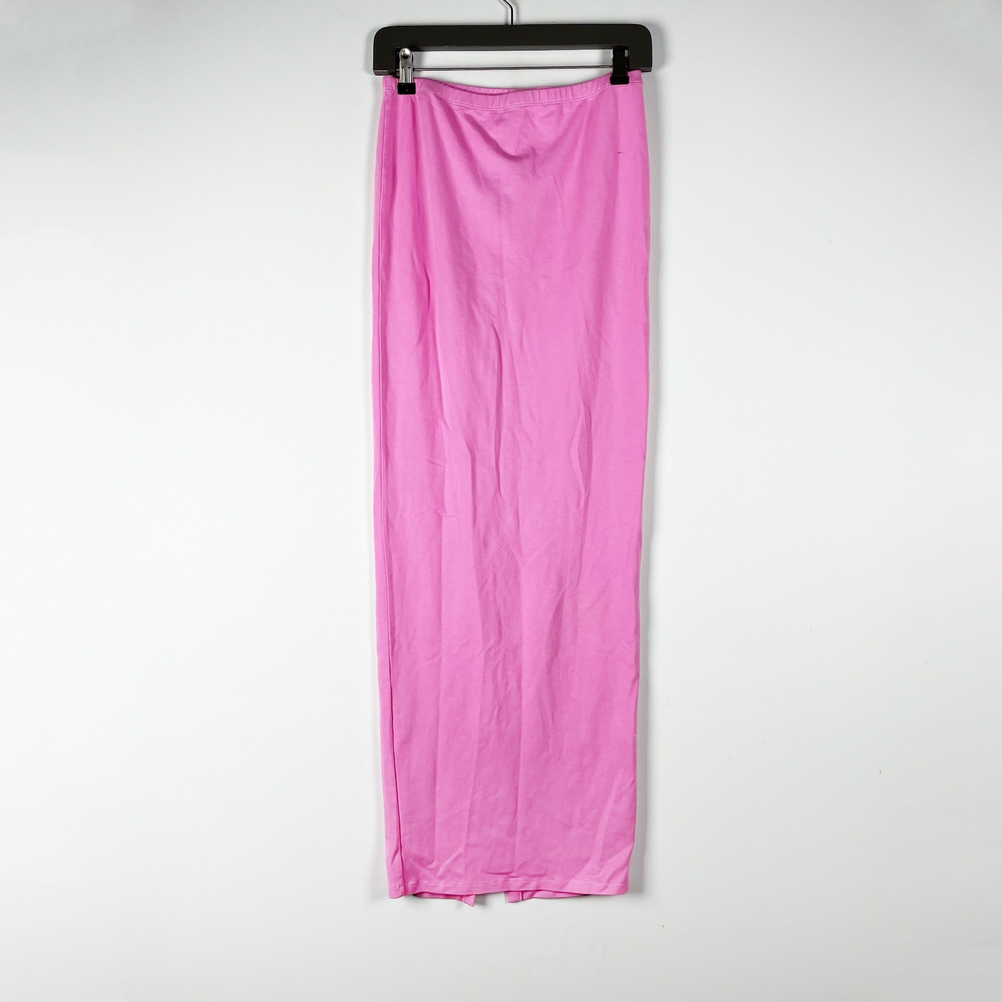 NEW Skims Cotton Knit Stretch Pull On Midi Pencil Skirt Solid Bubble Gum Pink M