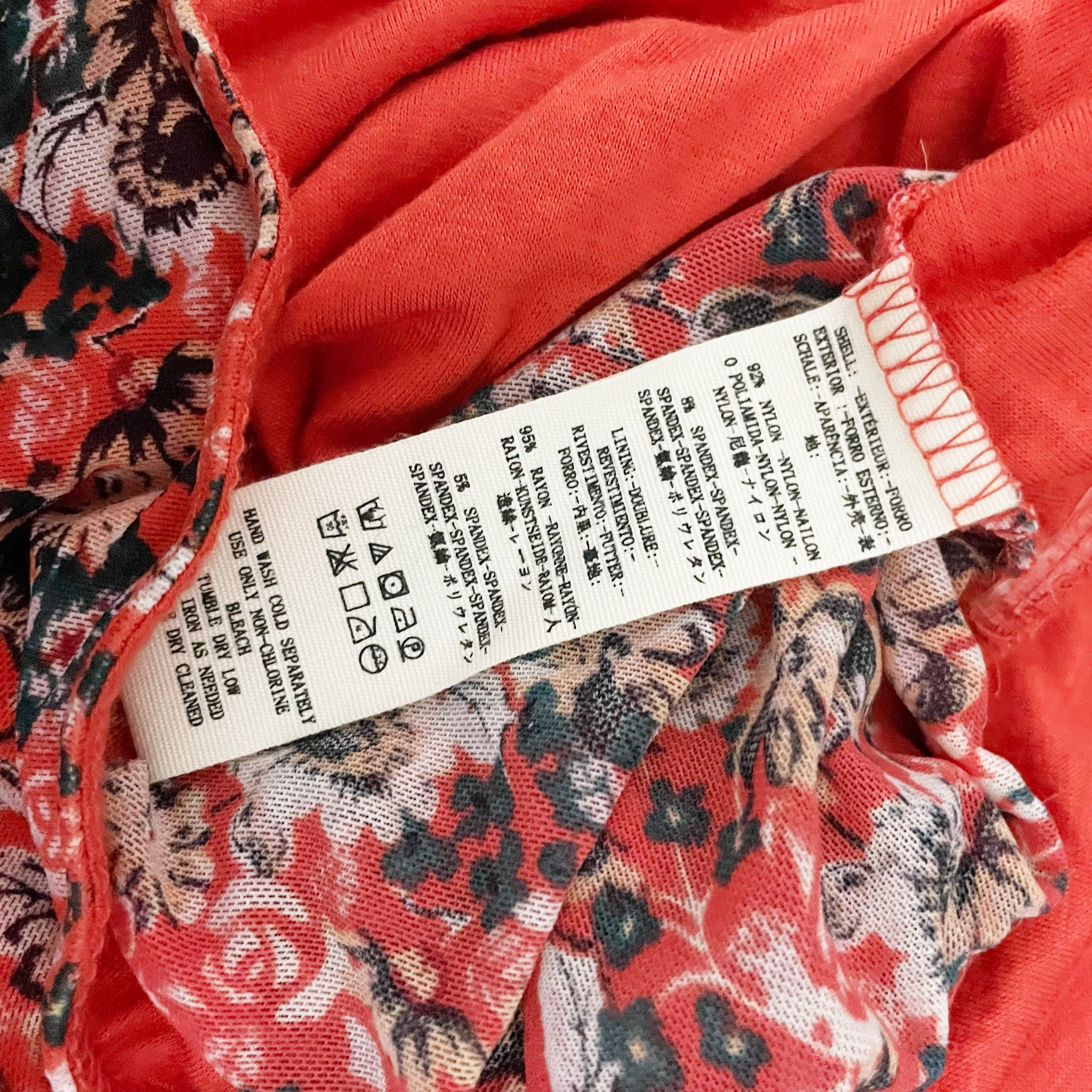 Free People All Dolled Up Mock Neck Long Sleeve Mesh Blouse Shirt Top Red Combo