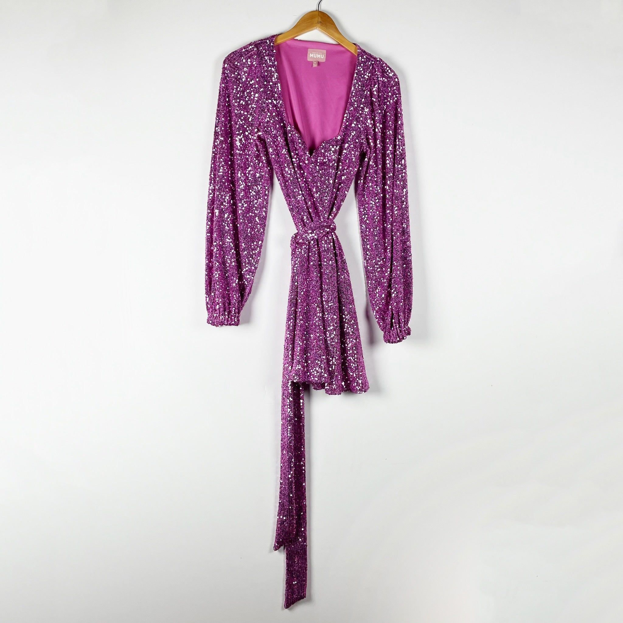 Show Me Your Mumu Aniston Allover Sequin Sparkle Embellished Mini Party Dress M