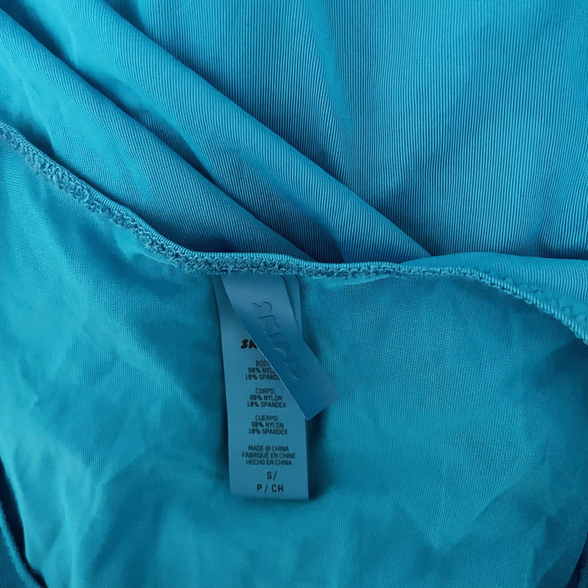 Skims Sheer Mesh Scoop Neck Sleeveless Tank Bodycon Midi Dress Blue Small