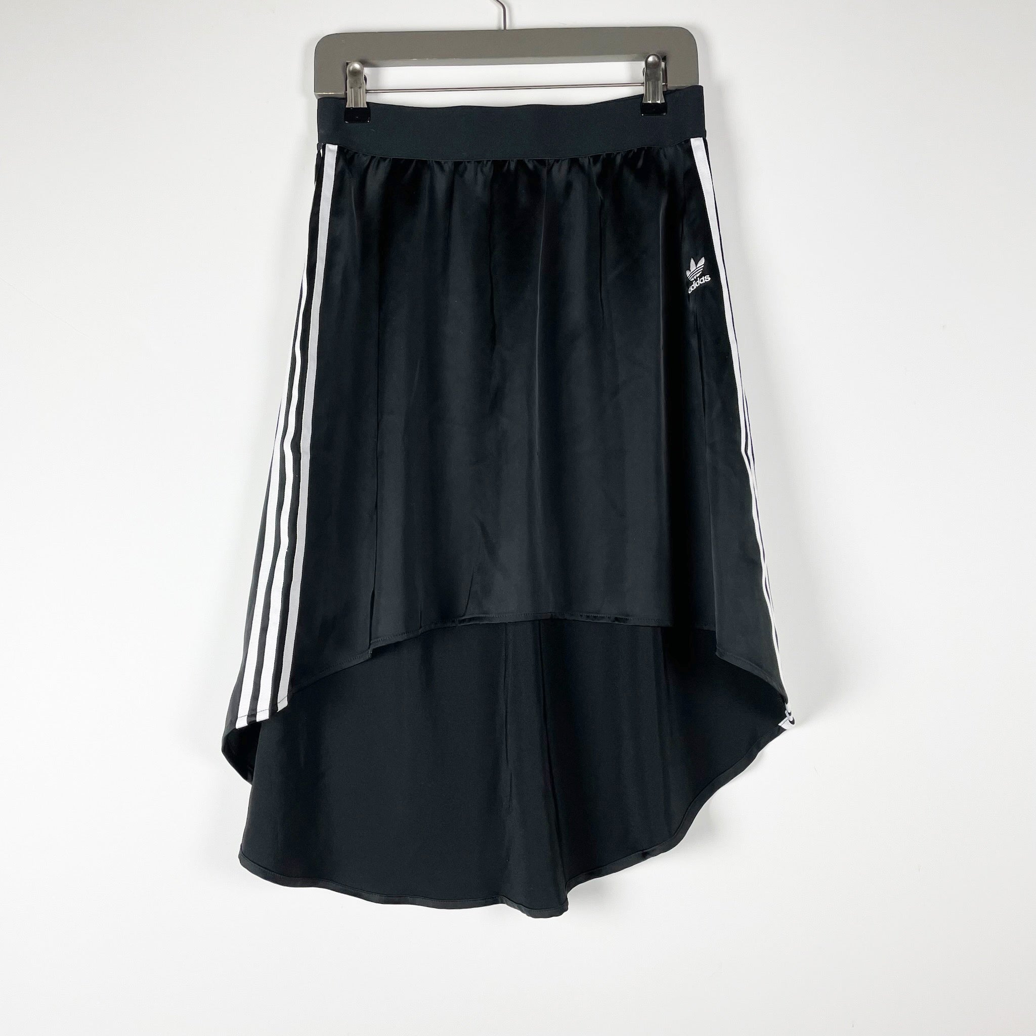 Adidas Originals EC1881Pull On Mid Rise Satin Athletic Athleisure Skirt Black S