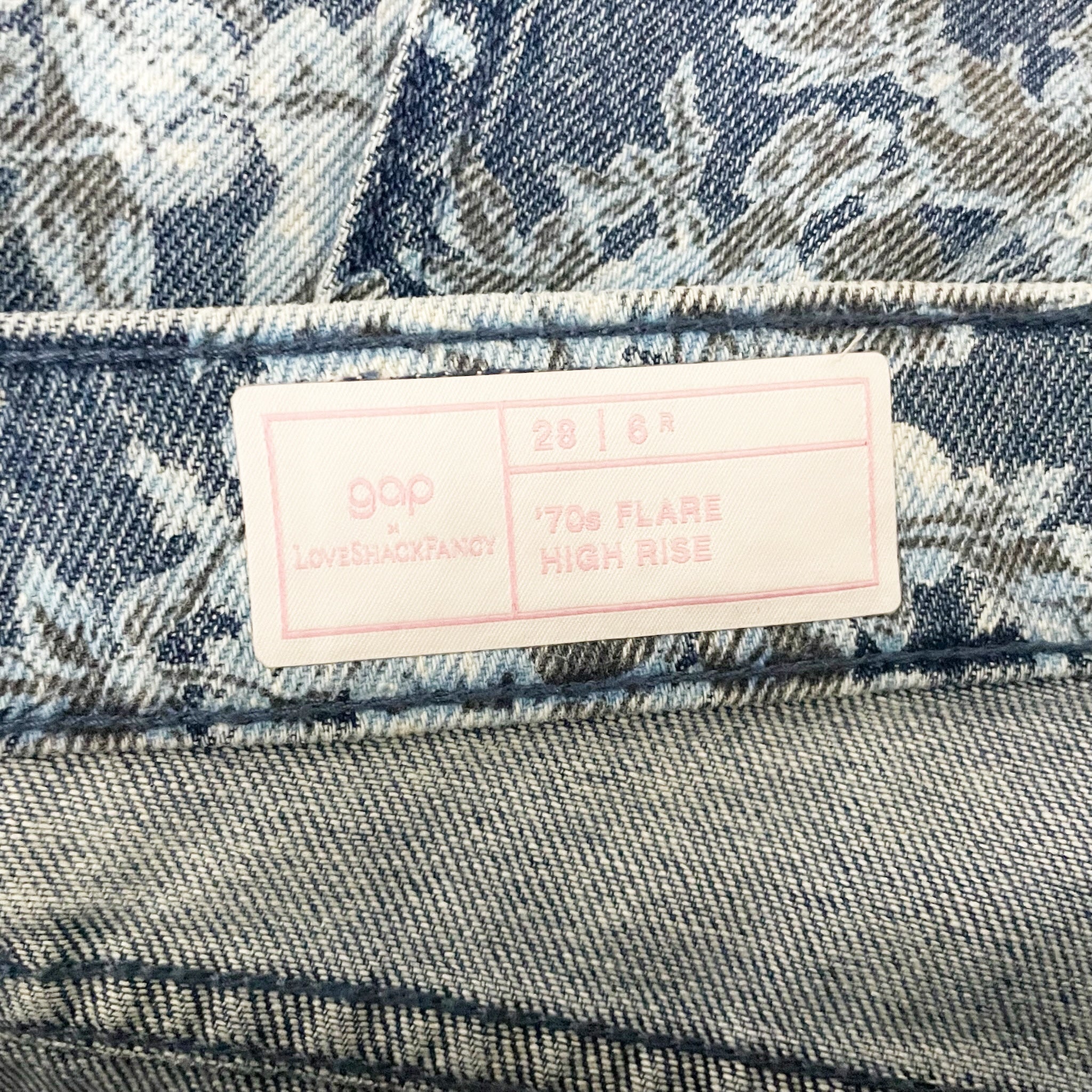 NEW LoveShackFancy x Gap '70s Flare High Rise Stretch Floral Print Denim Jeans