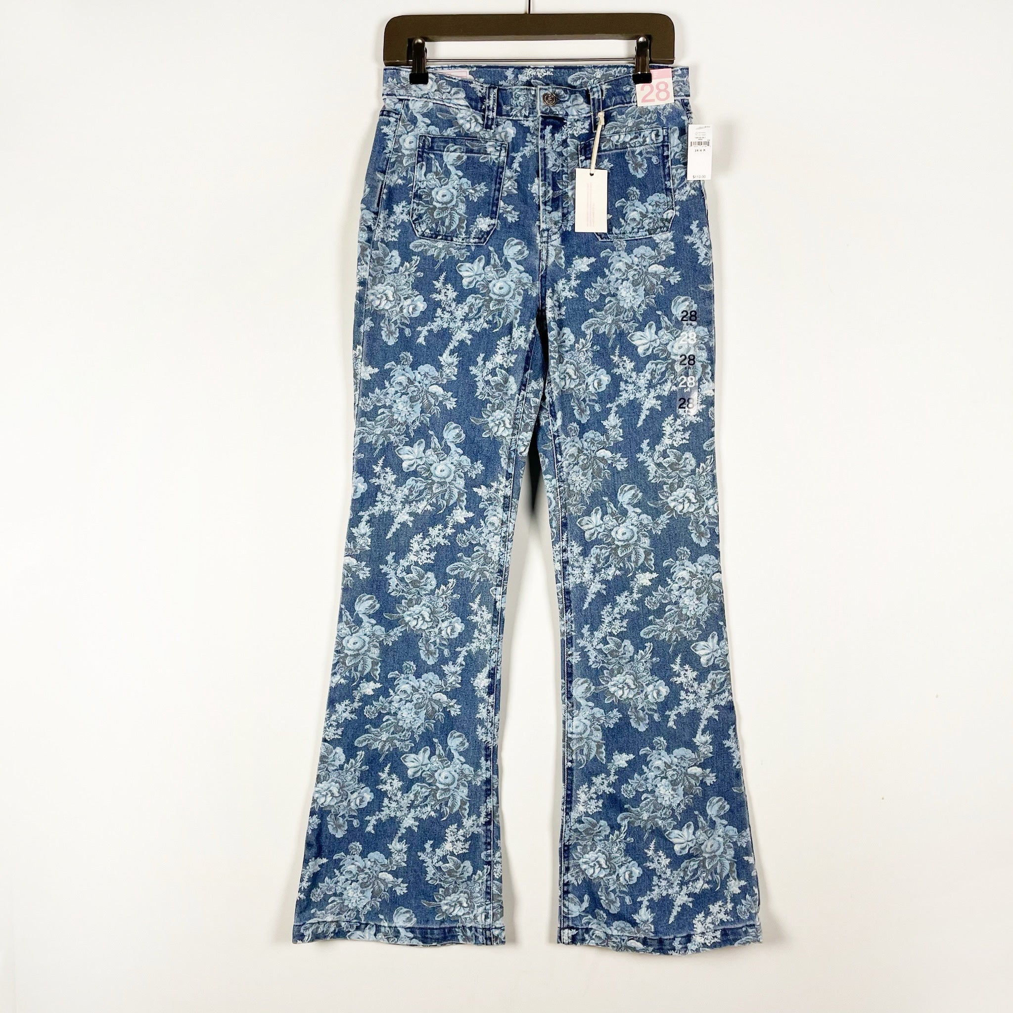 NEW LoveShackFancy x Gap '70s Flare High Rise Stretch Floral Print Denim Jeans