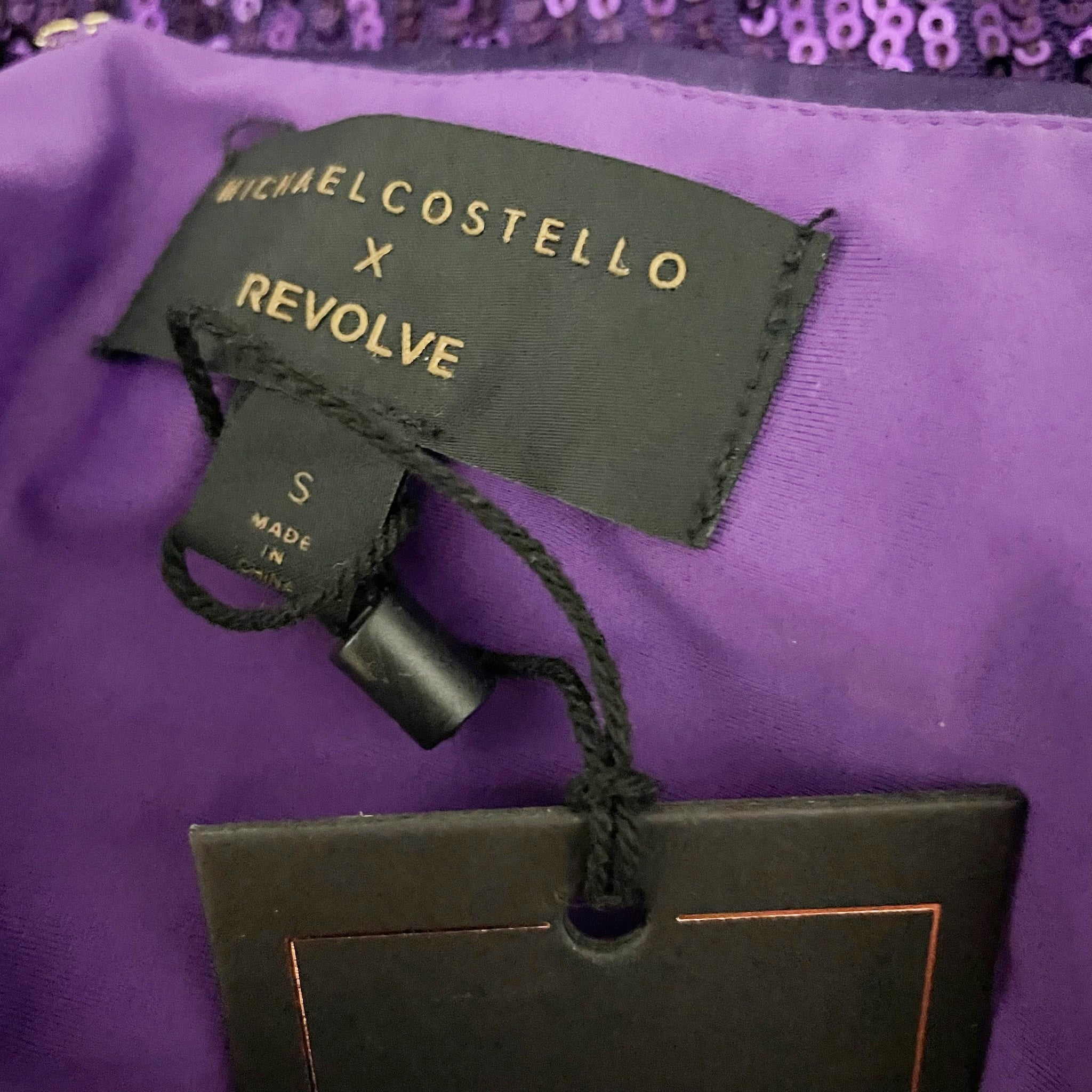 NEW Michael Costello x Revolve Ara Purple Sequin Embellished Gown Dress Small