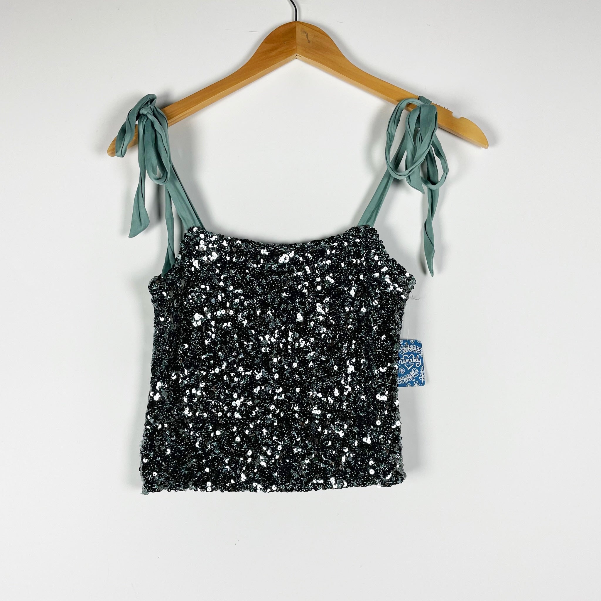 NEW Free People Intimately Hey Girl Sequin Embellished Sparkle Tank Top Moon XS