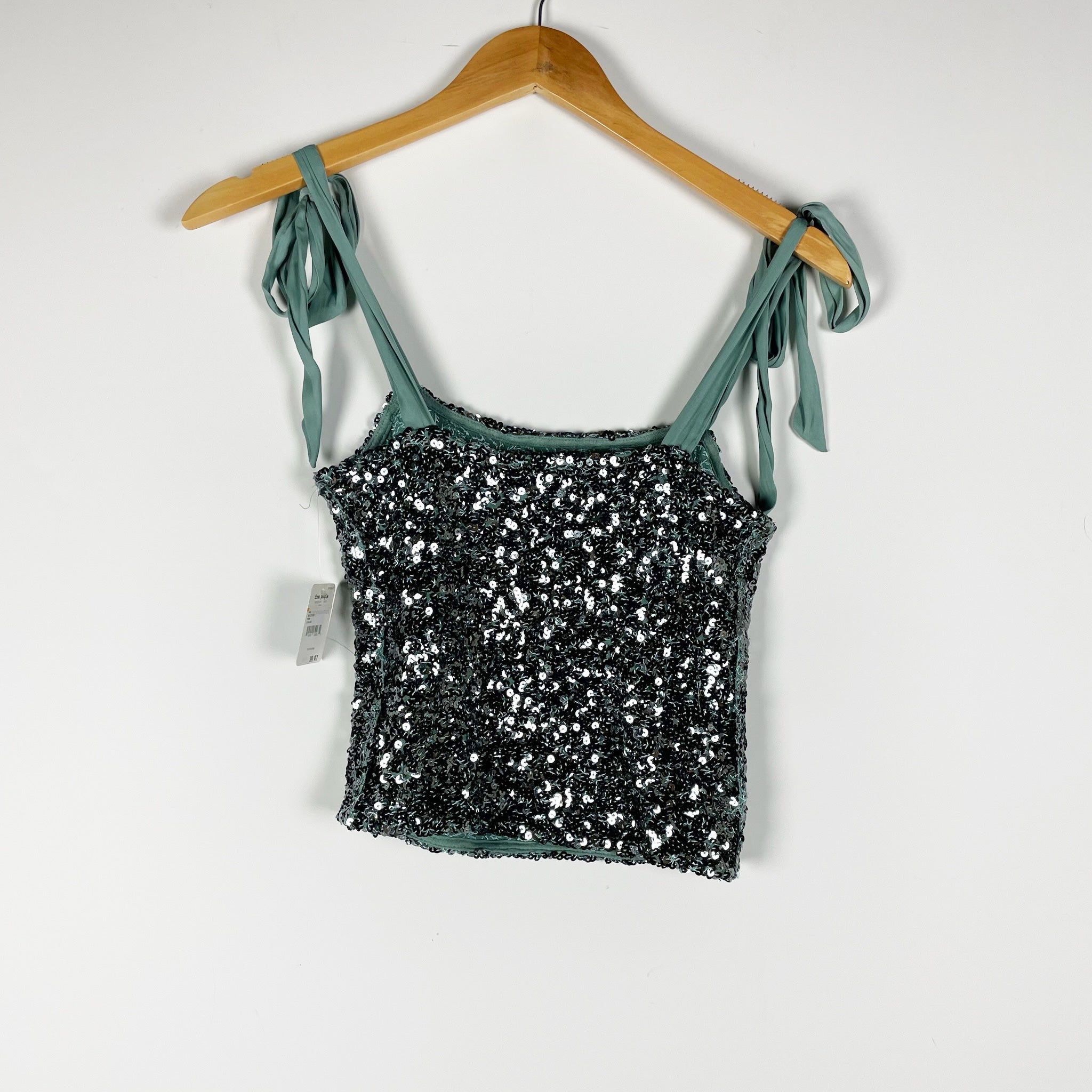 NEW Free People Intimately Hey Girl Sequin Embellished Sparkle Tank Top Moon XS