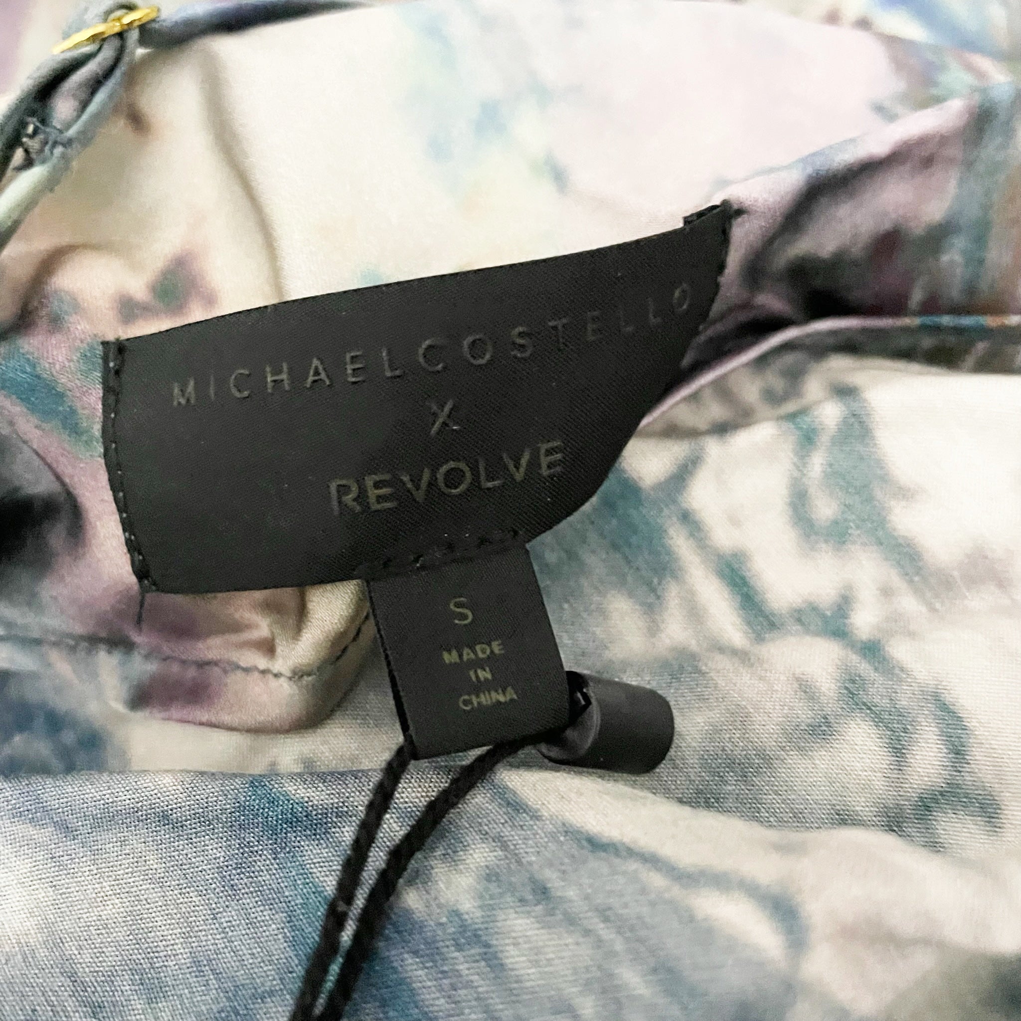 NEW Michael Costello x REVOLVE Braxton Oil Abstract Print Satin Slip Dress Small