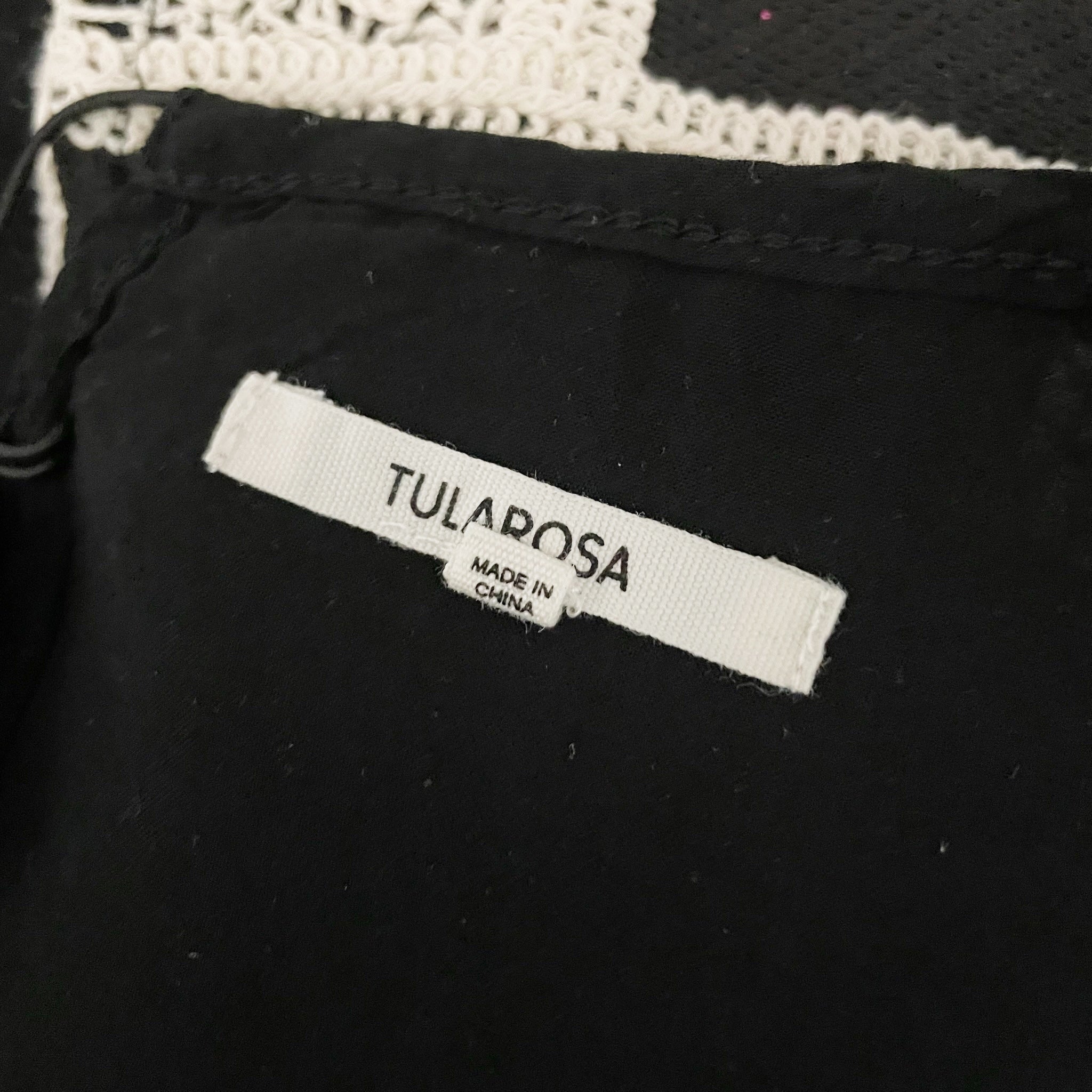 Tularosa Anna Black Ivory Cotton Crochet Knit Gingham Check Crop Tank Top Small