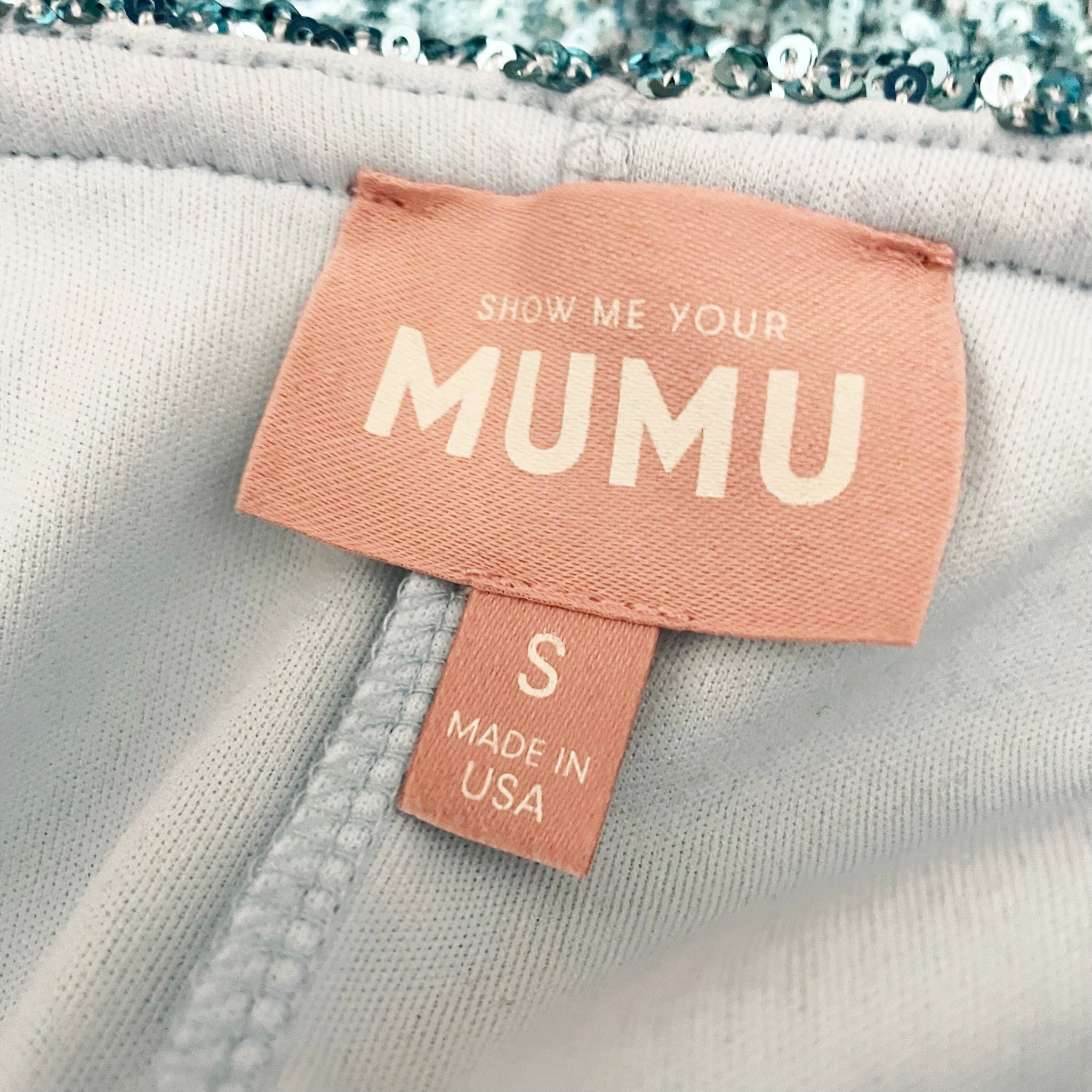 Show Me Your Mumu Why Knot Frosty Blue Sequins Sparkle Embellished Mini Skirt S