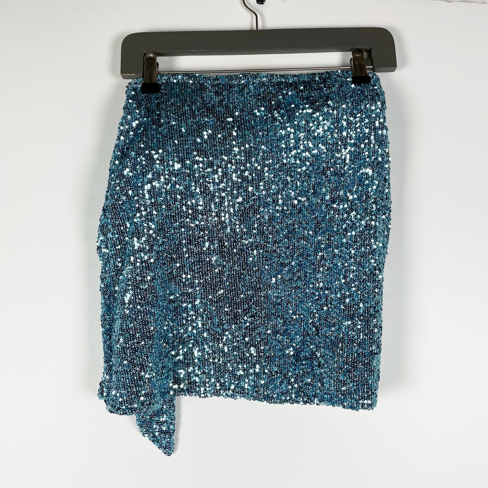 Show Me Your Mumu Why Knot Frosty Blue Sequins Sparkle Embellished Mini Skirt S