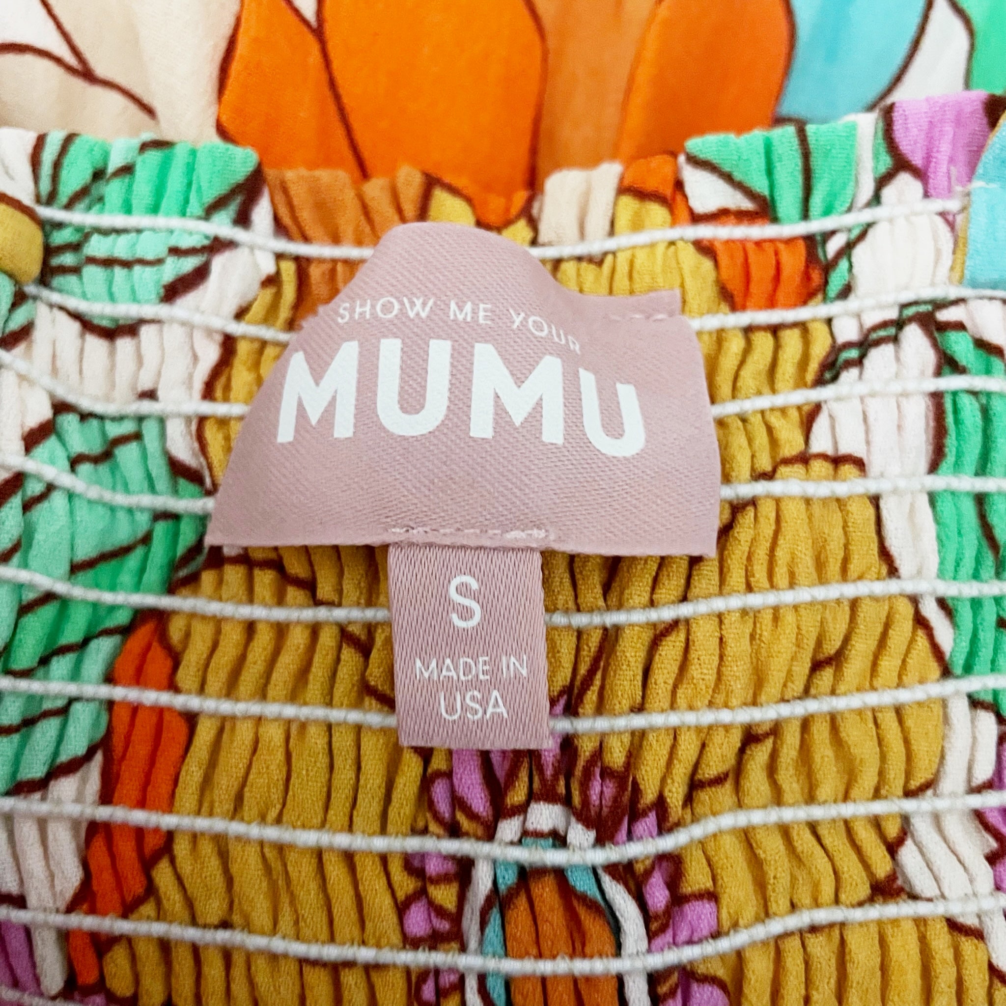 Show Me Your Mumu Claire Flower Market Print Pattern Tie Shoulder Mini Dress S