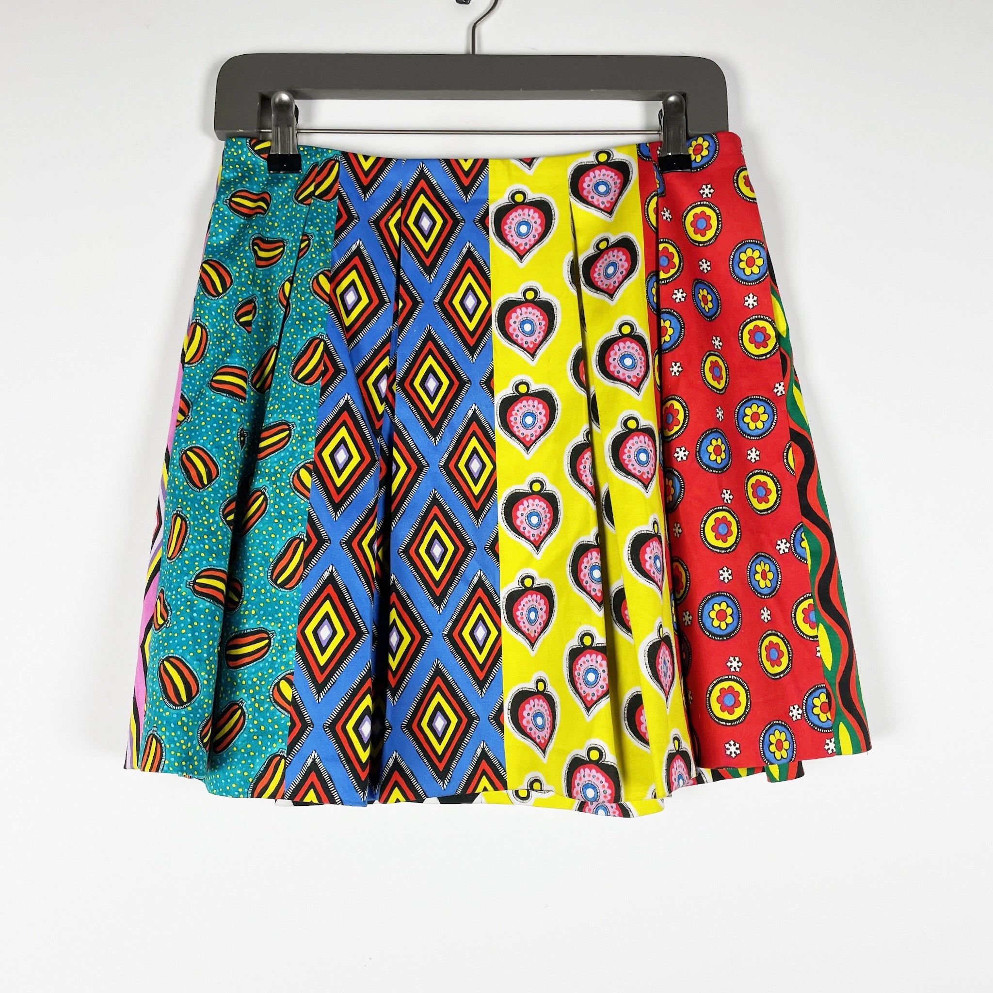 Alice + Olivia Carla Kranendonk Connor Cotton Pleated Mini Skirt Geometric Print