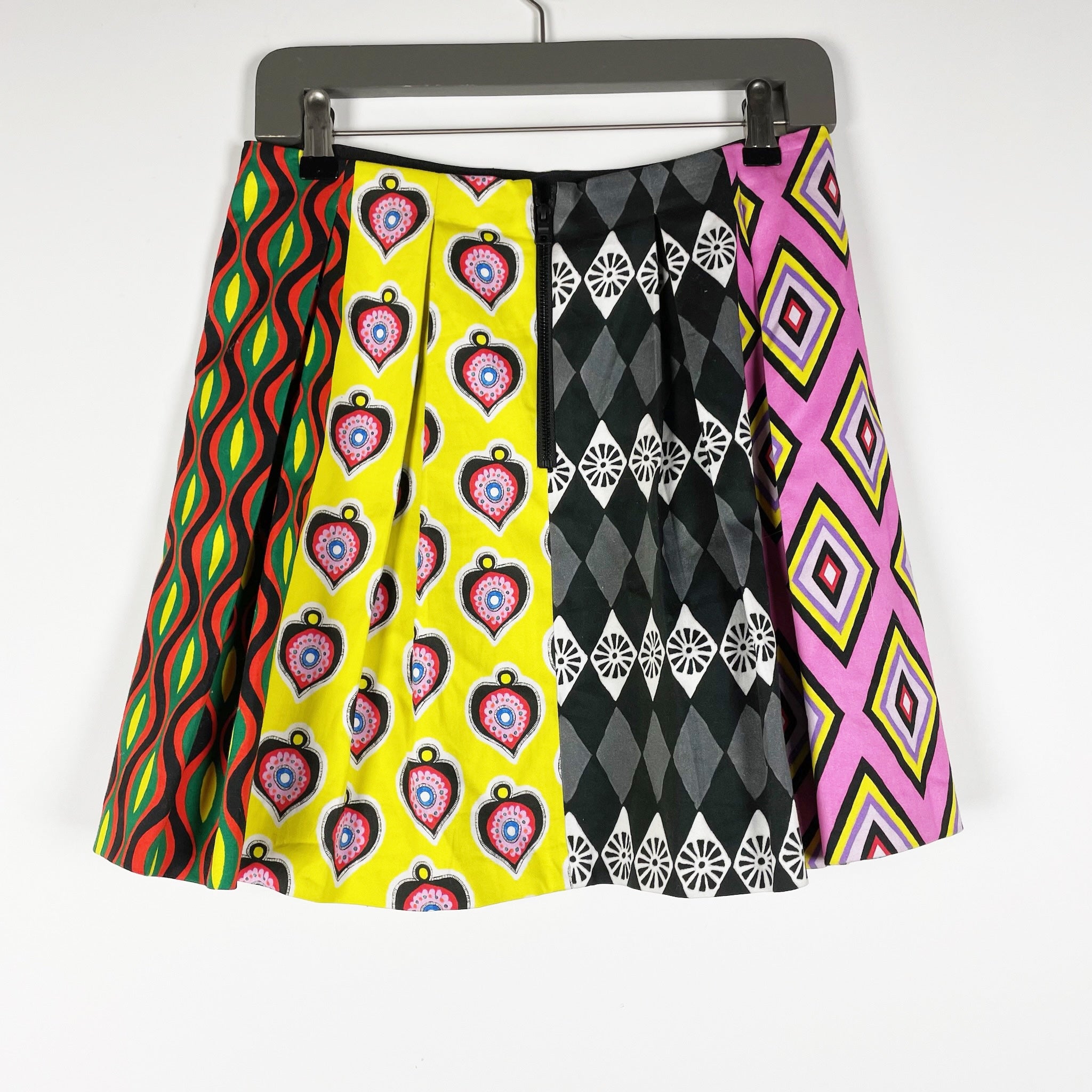 Alice + Olivia Carla Kranendonk Connor Cotton Pleated Mini Skirt Geometric Print
