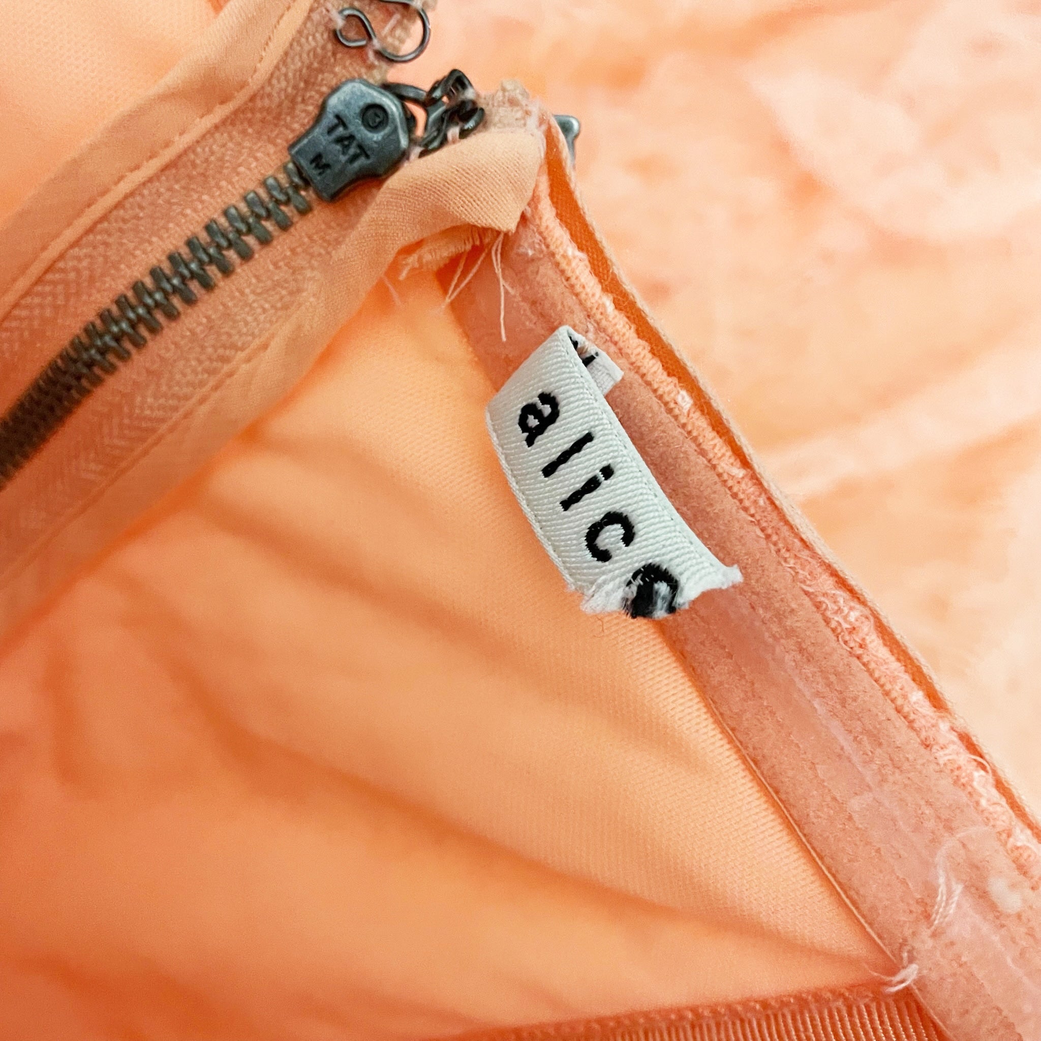 Alice + Olivia Bree Ruffle Lace Handkerchief Asymmetrical Hem Midi Dress Orange