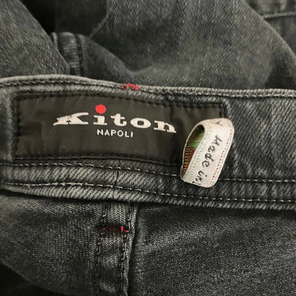 Kiton Men's Cotton Stretch Made In Italy Straight Leg Denim Jeans Black Wash 50