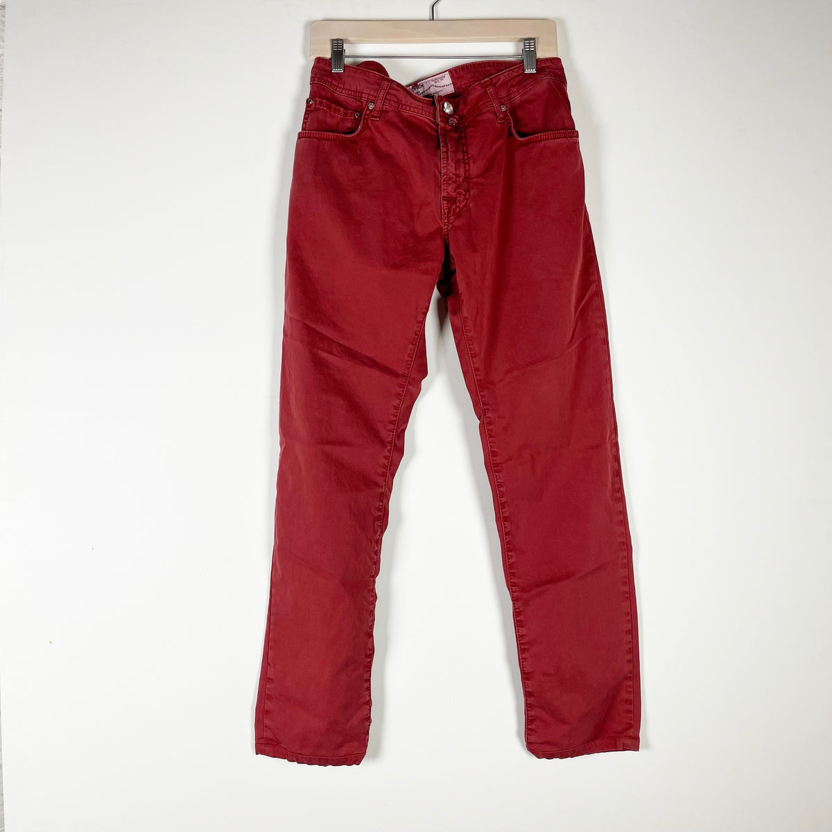 Jacob Cohen Men's Made In Italy Cotton Stretch Straight Leg Denim Jeans Red 34
