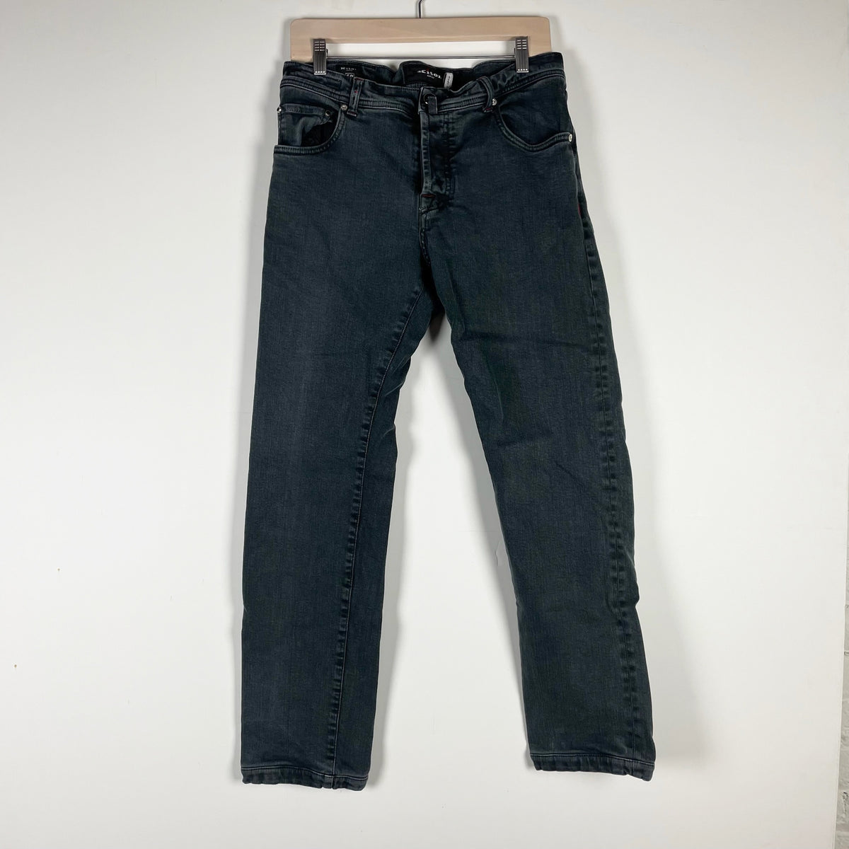 Kiton Men's Cotton Stretch Made In Italy Straight Leg Denim Jeans Black Wash 50