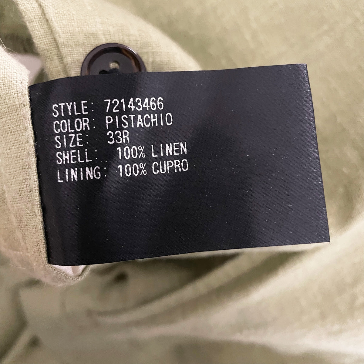 NEW Paul Stuart Men's Linen Straight Leg Mid Rise Trouser Pants Pistachio Green