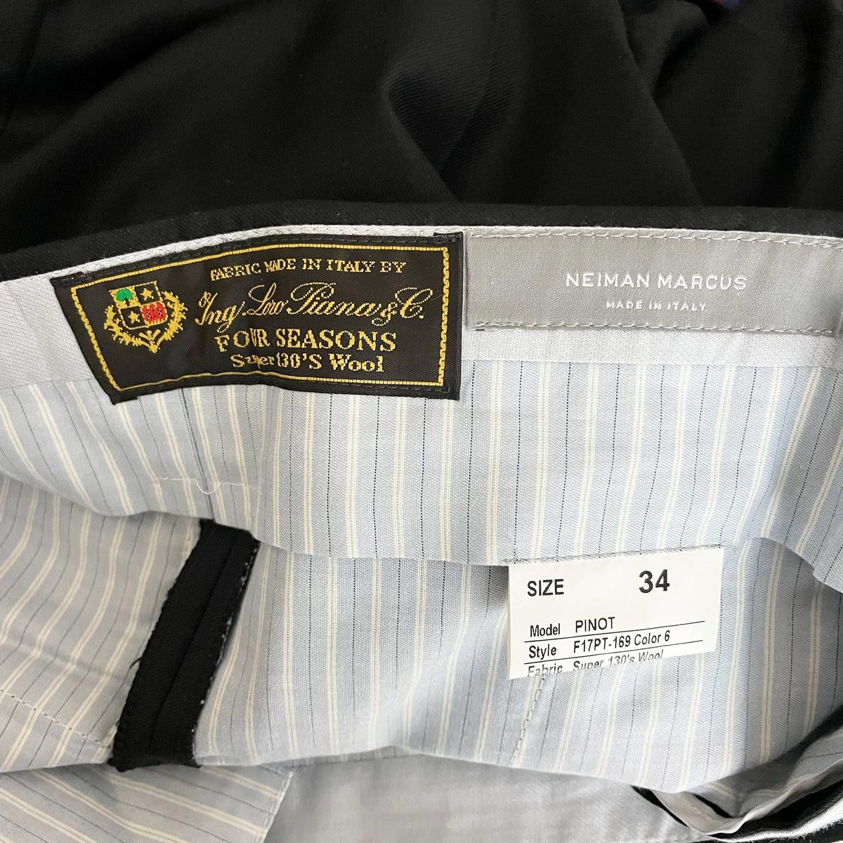 Loro Piana x Neiman Marcus Men's Made In Italy Trouser Suit Pants Black 34