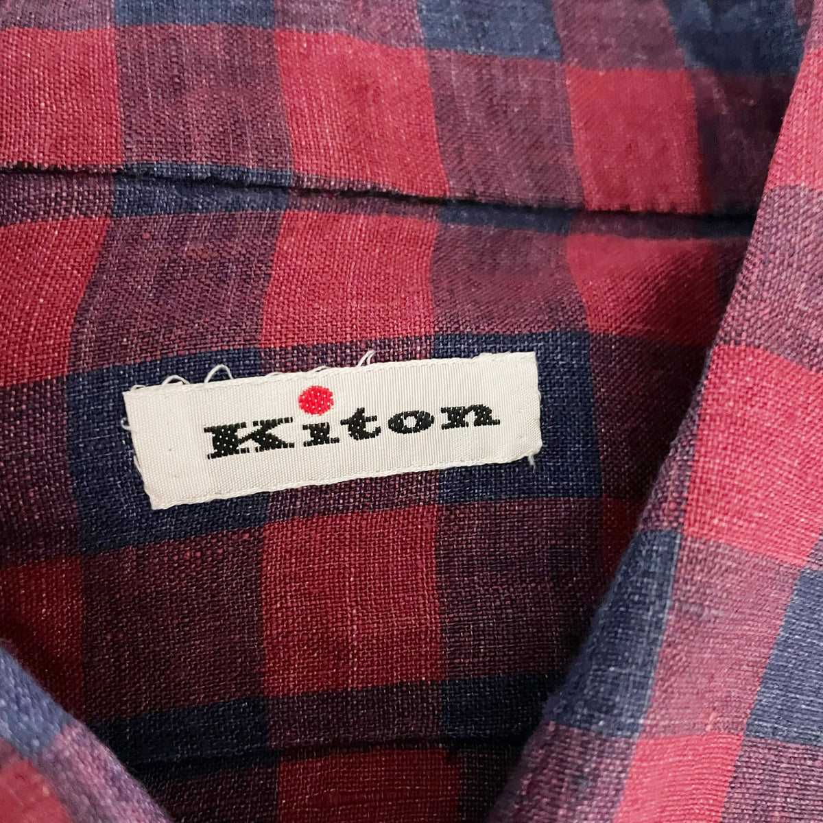 Kiton Men's Made In Italy Lightweight Linen Collared Button Down Dress Shirt M