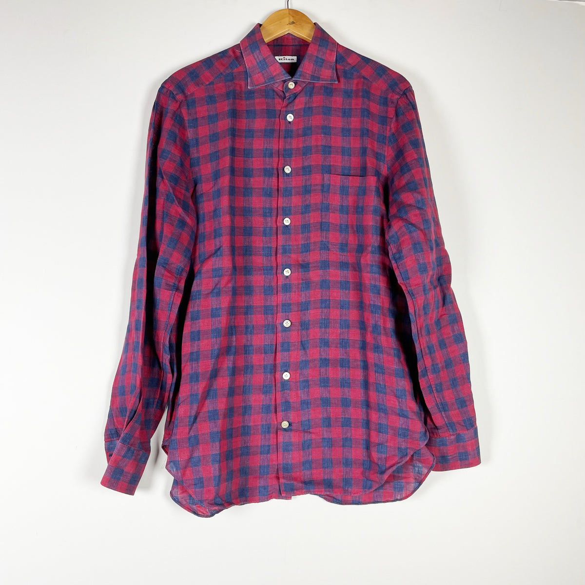 Kiton Men's Made In Italy Lightweight Linen Collared Button Down Dress Shirt M