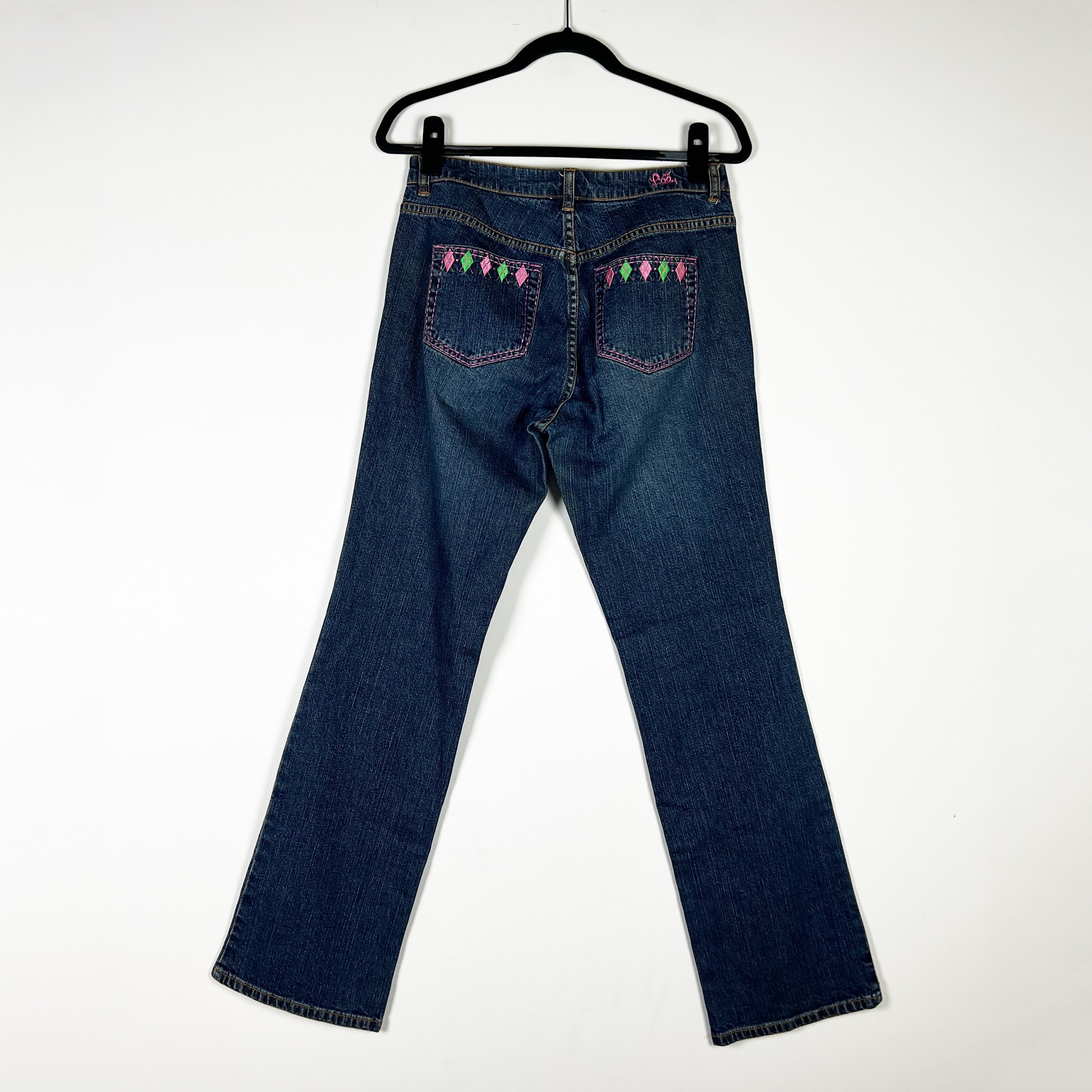 Lilly Pulitzer Vintage White Label Straight Striped Print Lined Denim Jeans 6