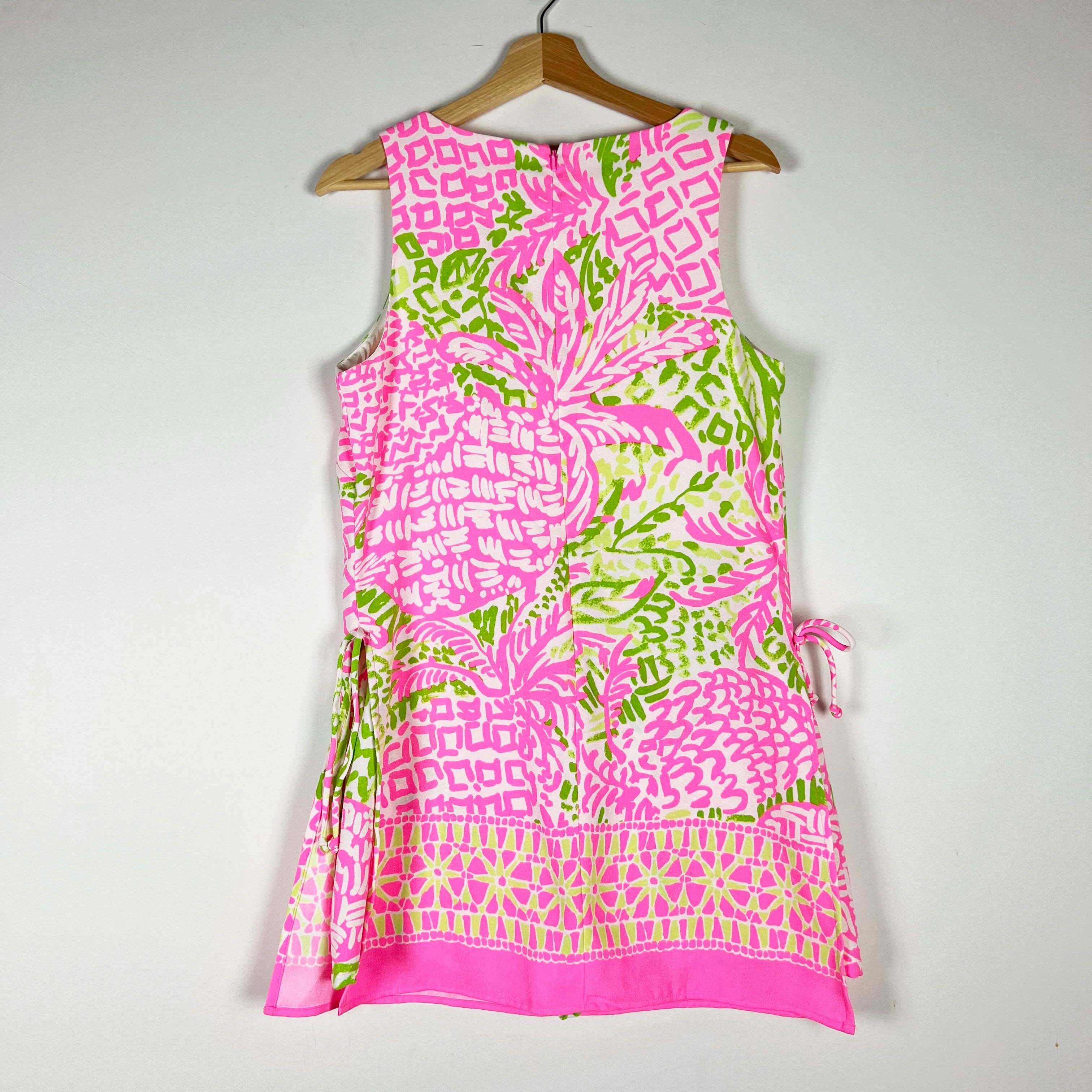 NEW Lilly Pulitzer Donna Side Tie Mini Shift Romper Home Slice Pink Sunset Print