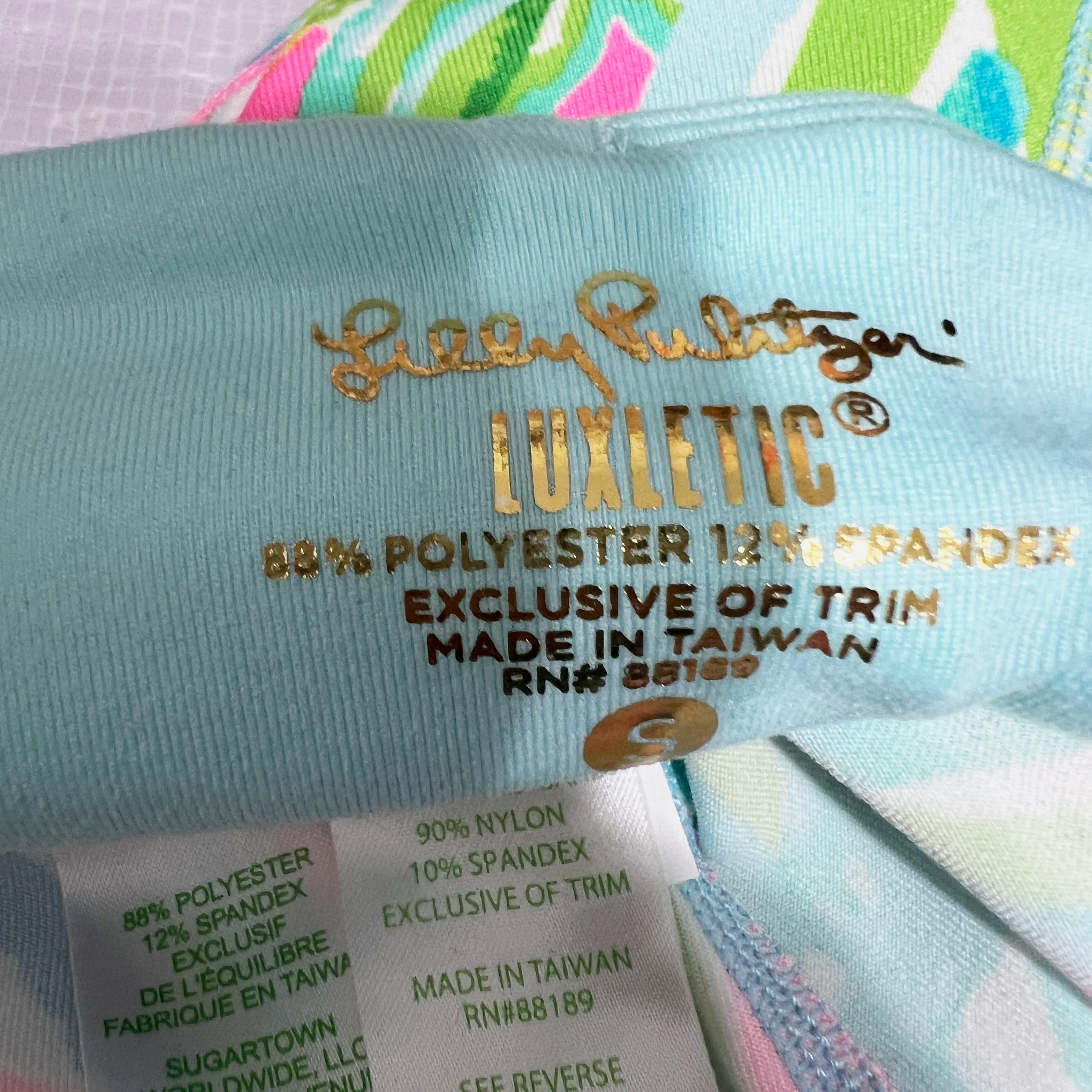 NEW Lilly Pulitzer UPF 50+ Luxletic Weekender Cropped Legging Pink Sunset Lime S