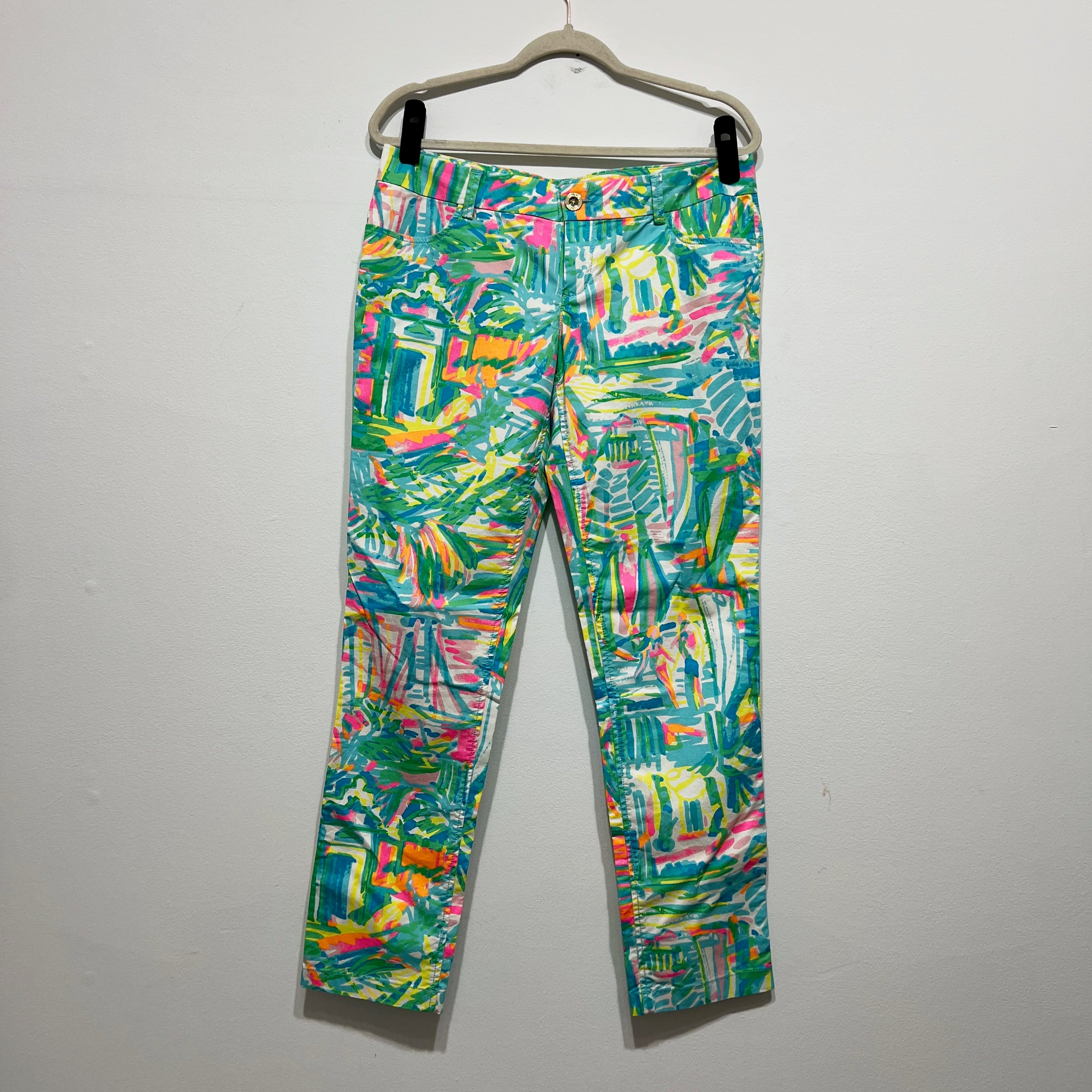 NEW Lilly Pulitzer Callahan Chino Cotton Ankle Crop Sea Salt And Sun Print Pants
