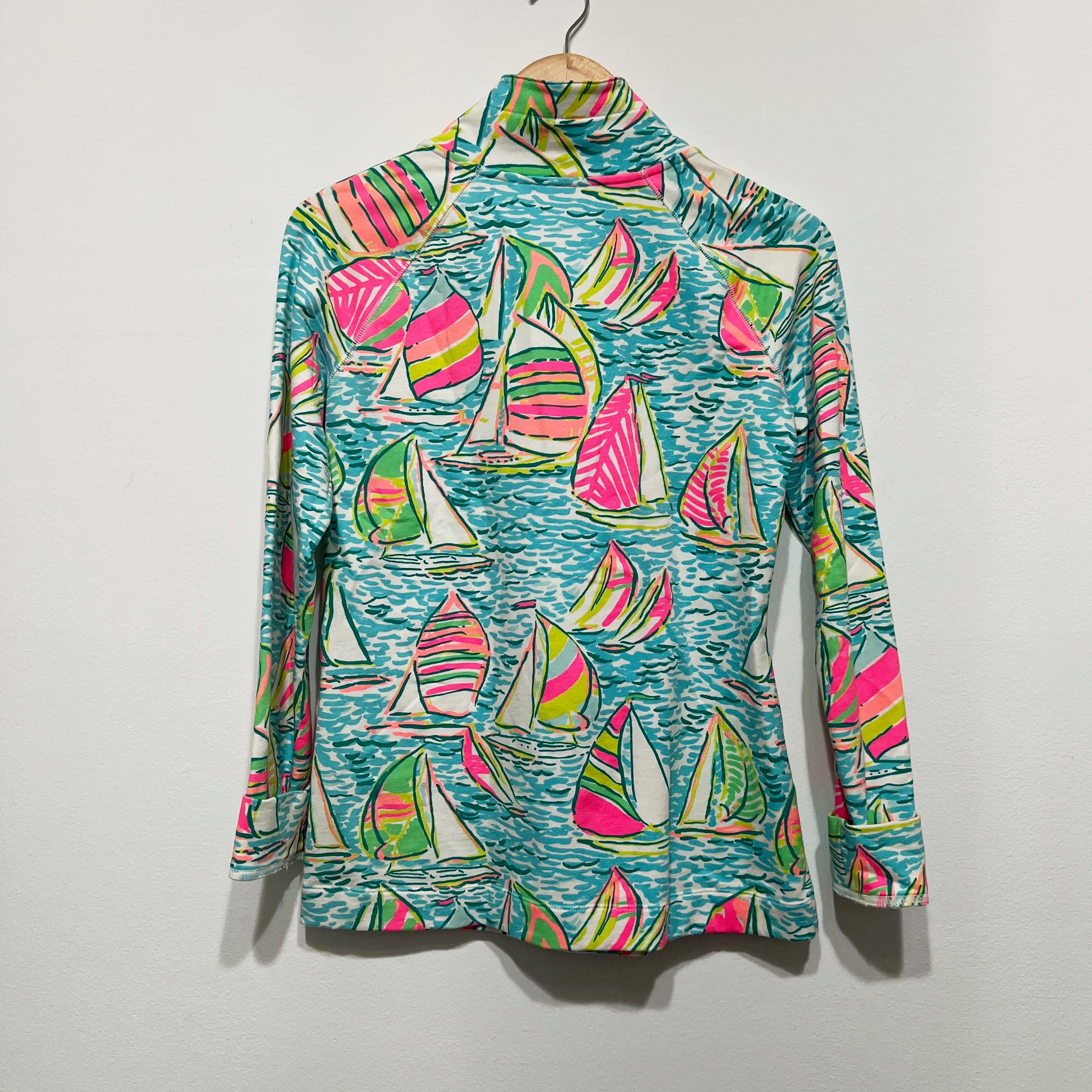Lilly Pulitzer Captain Popover Cotton Terry Lined You Gotta Regatta Sweater S