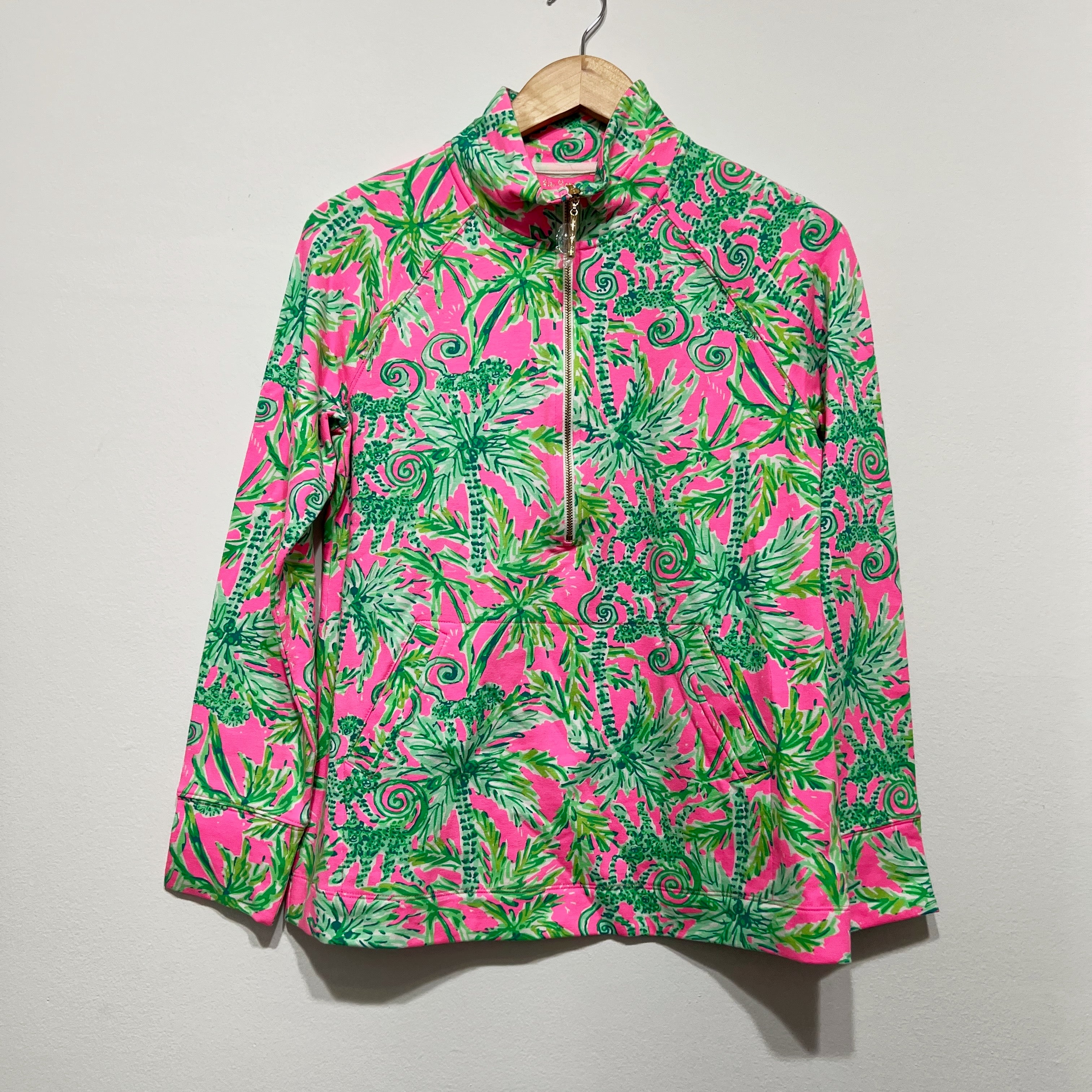 NEW Lilly Pulitzer UPF 50+ Skipper Popover Sweater Prosecco Pink Hangin Around S