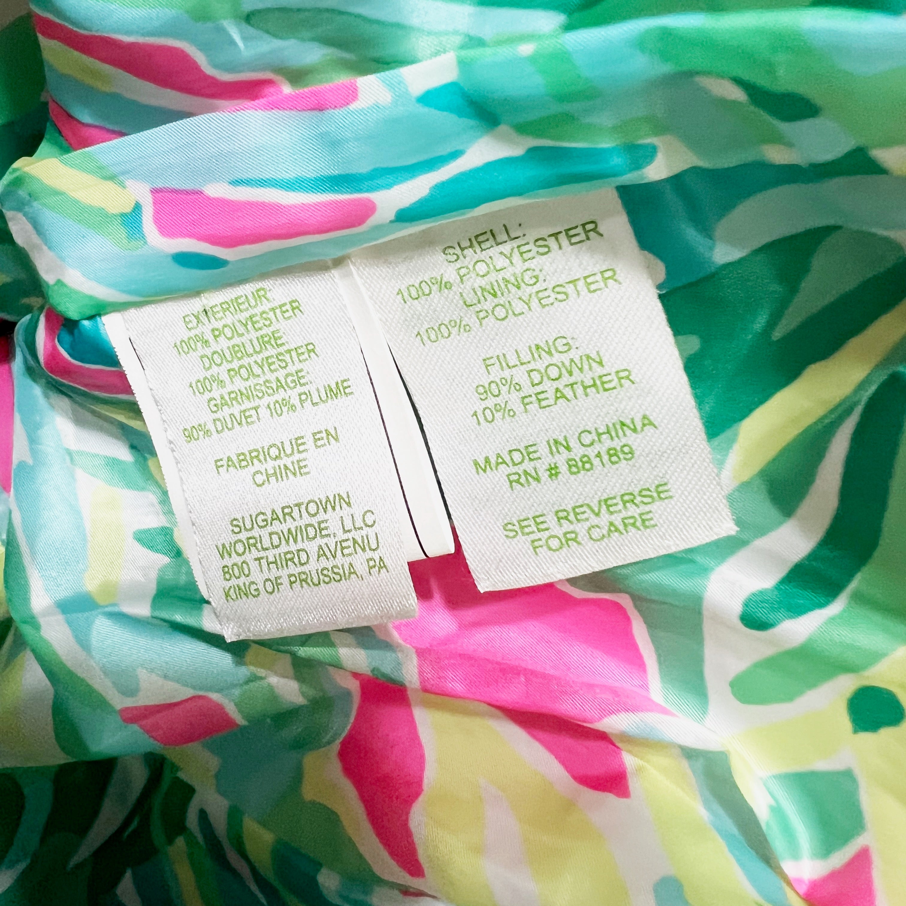 Lilly Pulitzer Isabelle Down Feather Quilted Puffer Jacket Flamingo Pink Medium