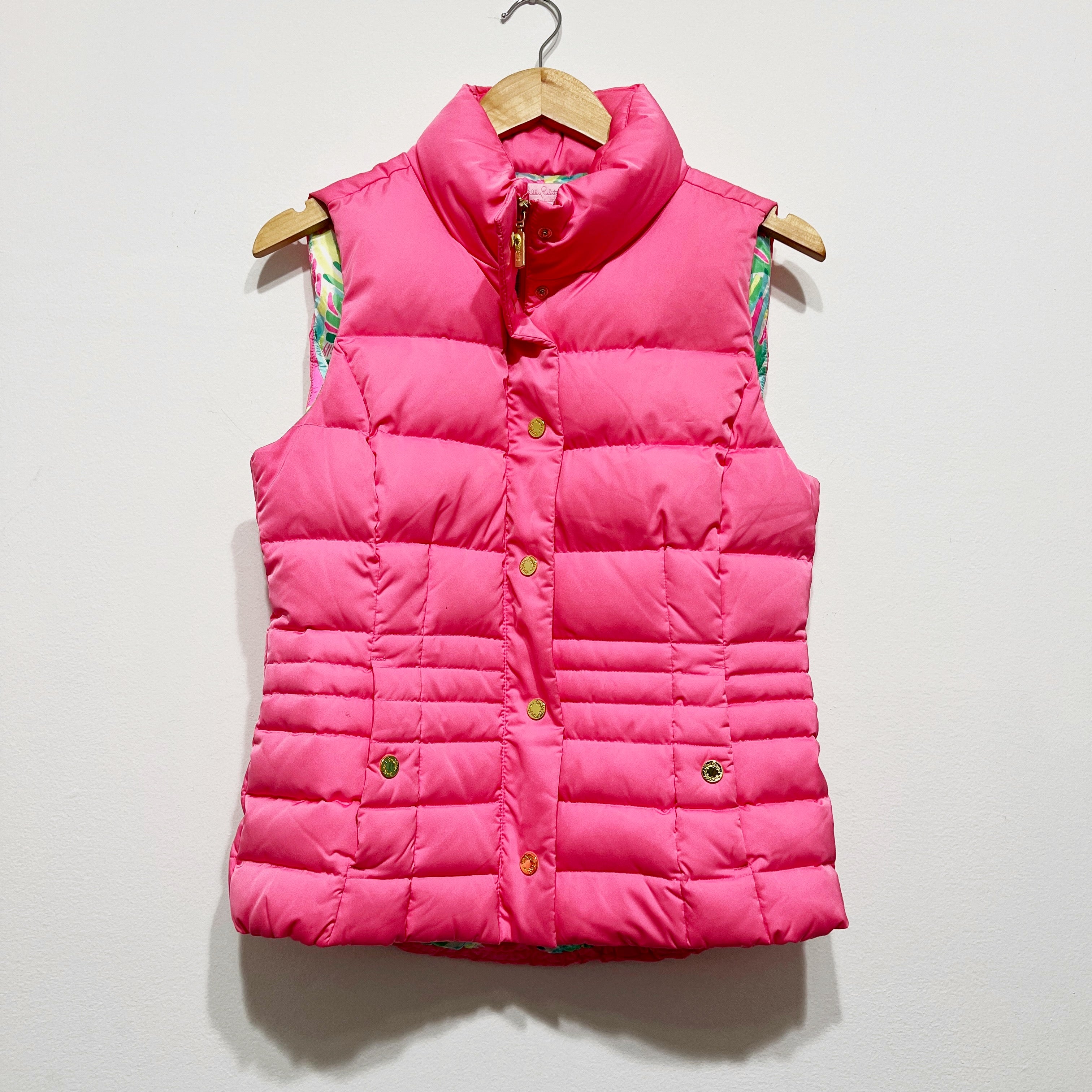 Lilly Pulitzer Isabelle Down Feather Quilted Puffer Jacket Flamingo Pink Medium