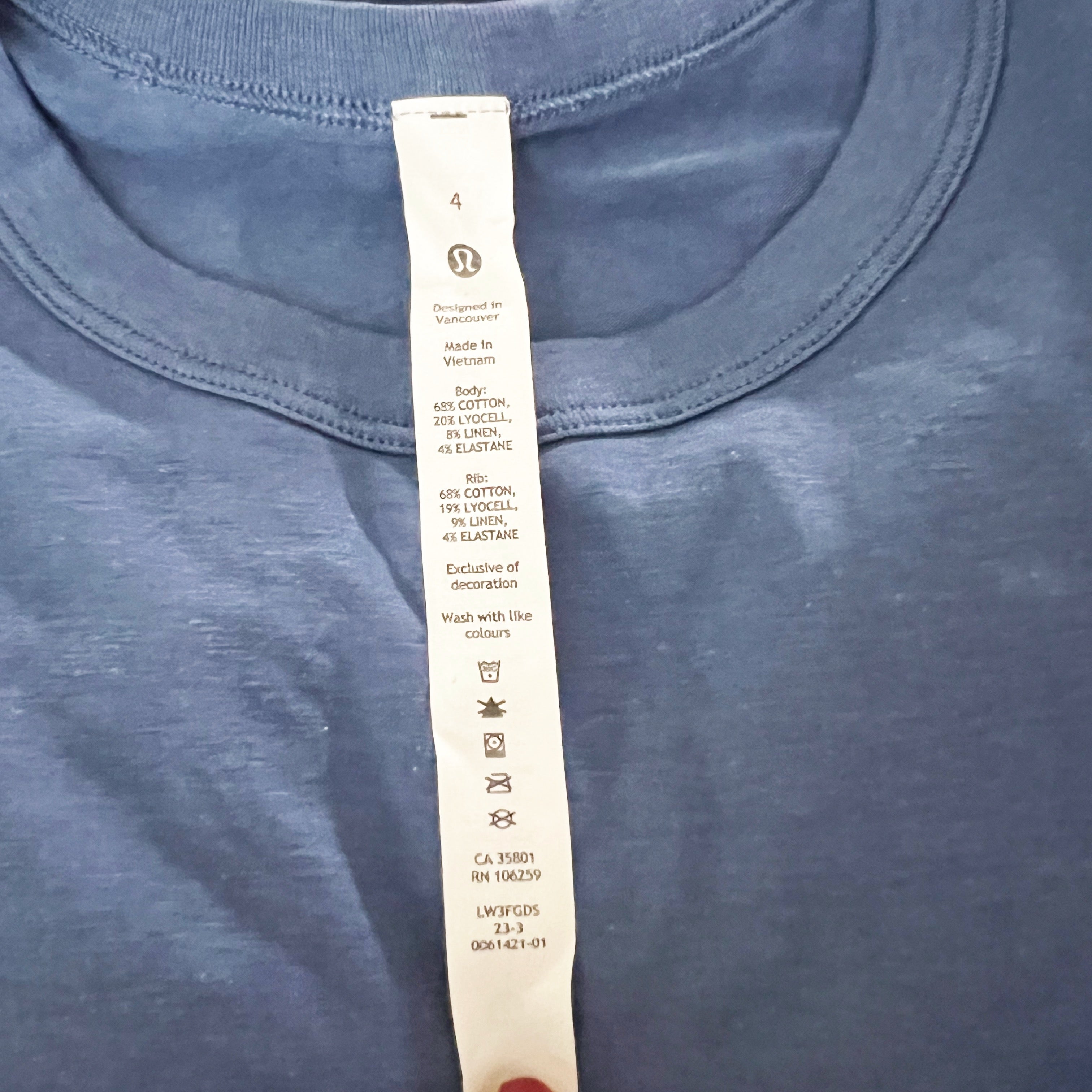 Lululemon Classic Fit Cotton Blend Crew Neck Short Sleeve T-Shirt Pitch Blue 4