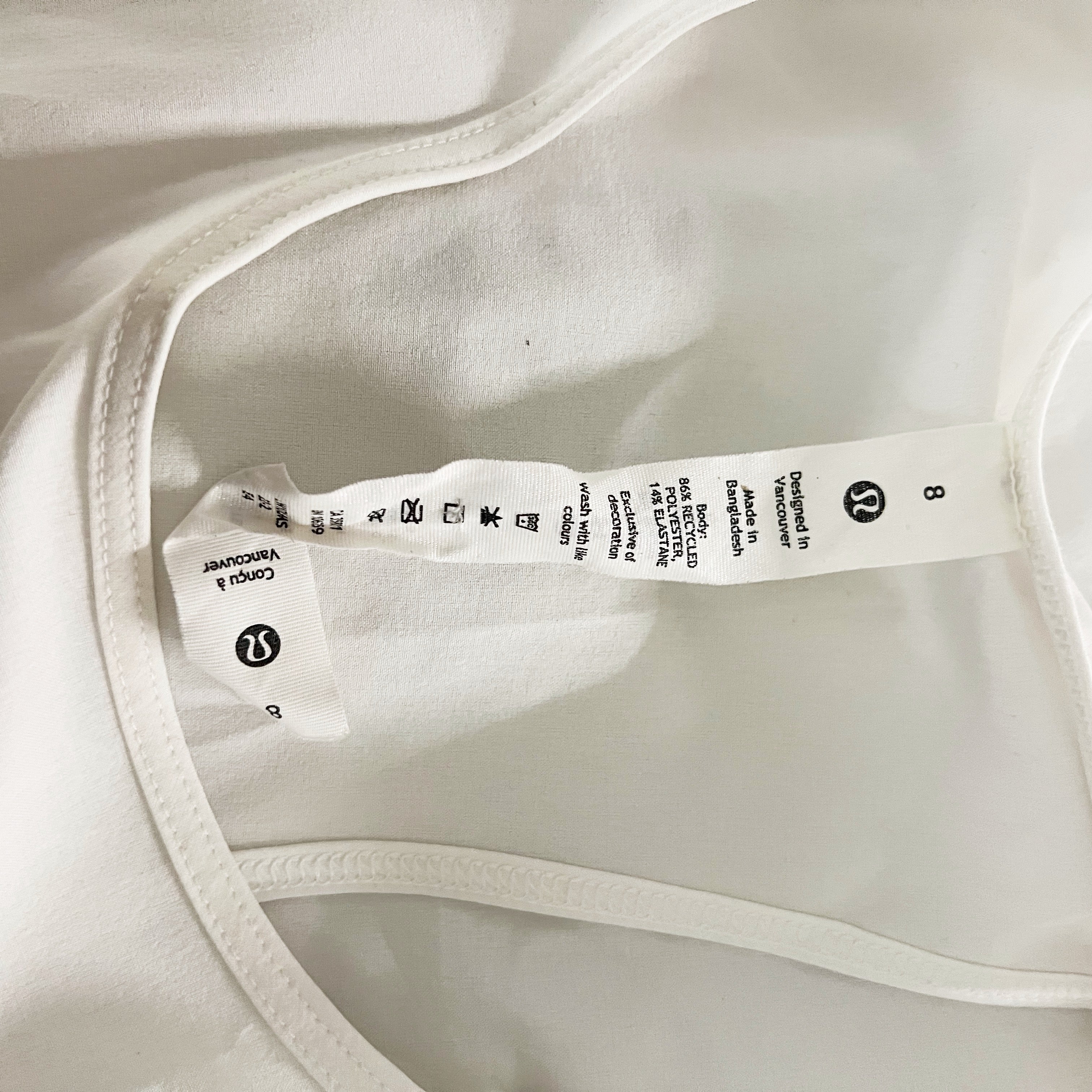 Lululemon Women's Lightweight Stretch Sleeveless Running Tank Top White 8