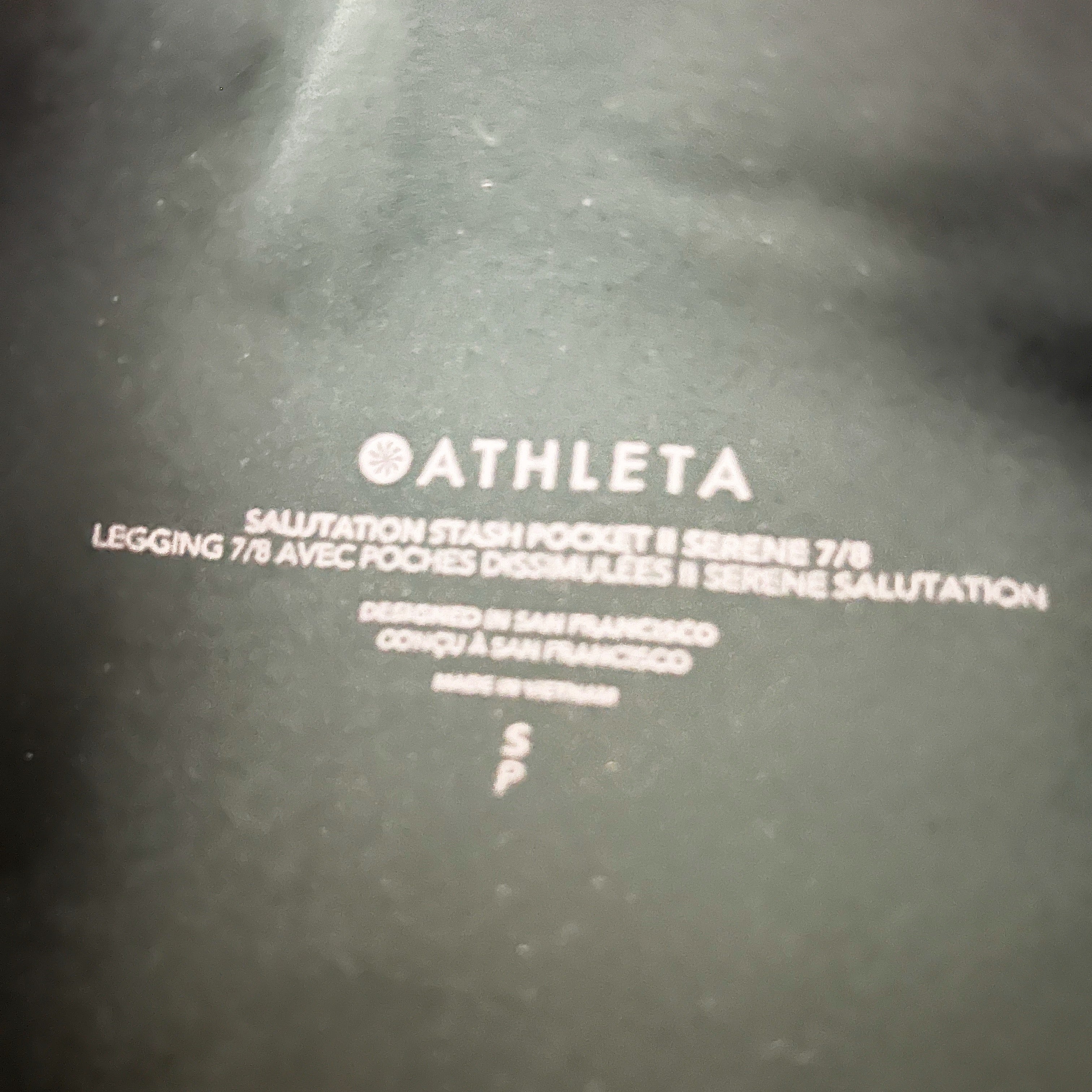 Athleta Salutation Stash Women's Pocket II Serene 7/8 High Rise Leggings Green S