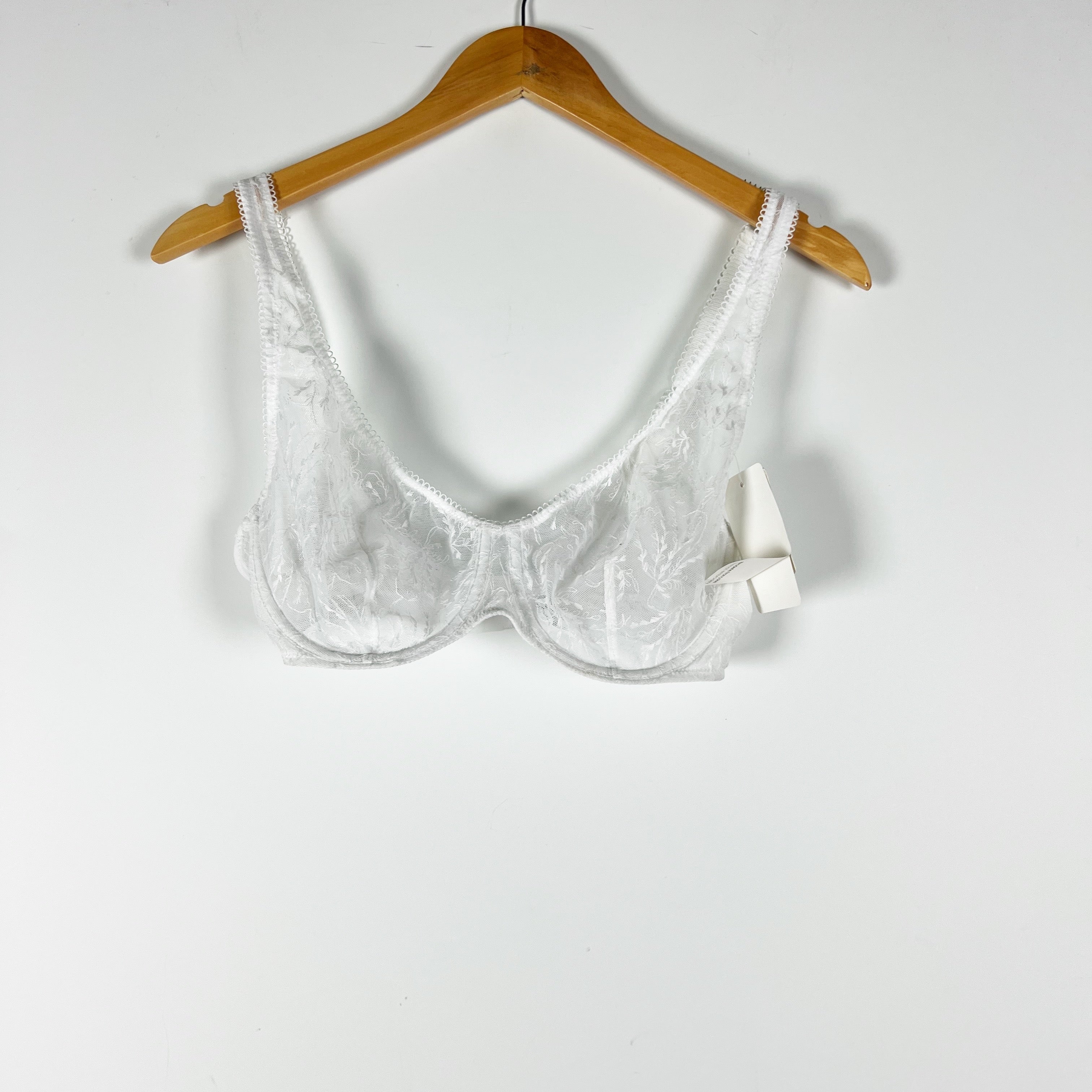 NEW Simone Perele Opaline Scoop Demi Underwire Allover Lace Bra White 32F